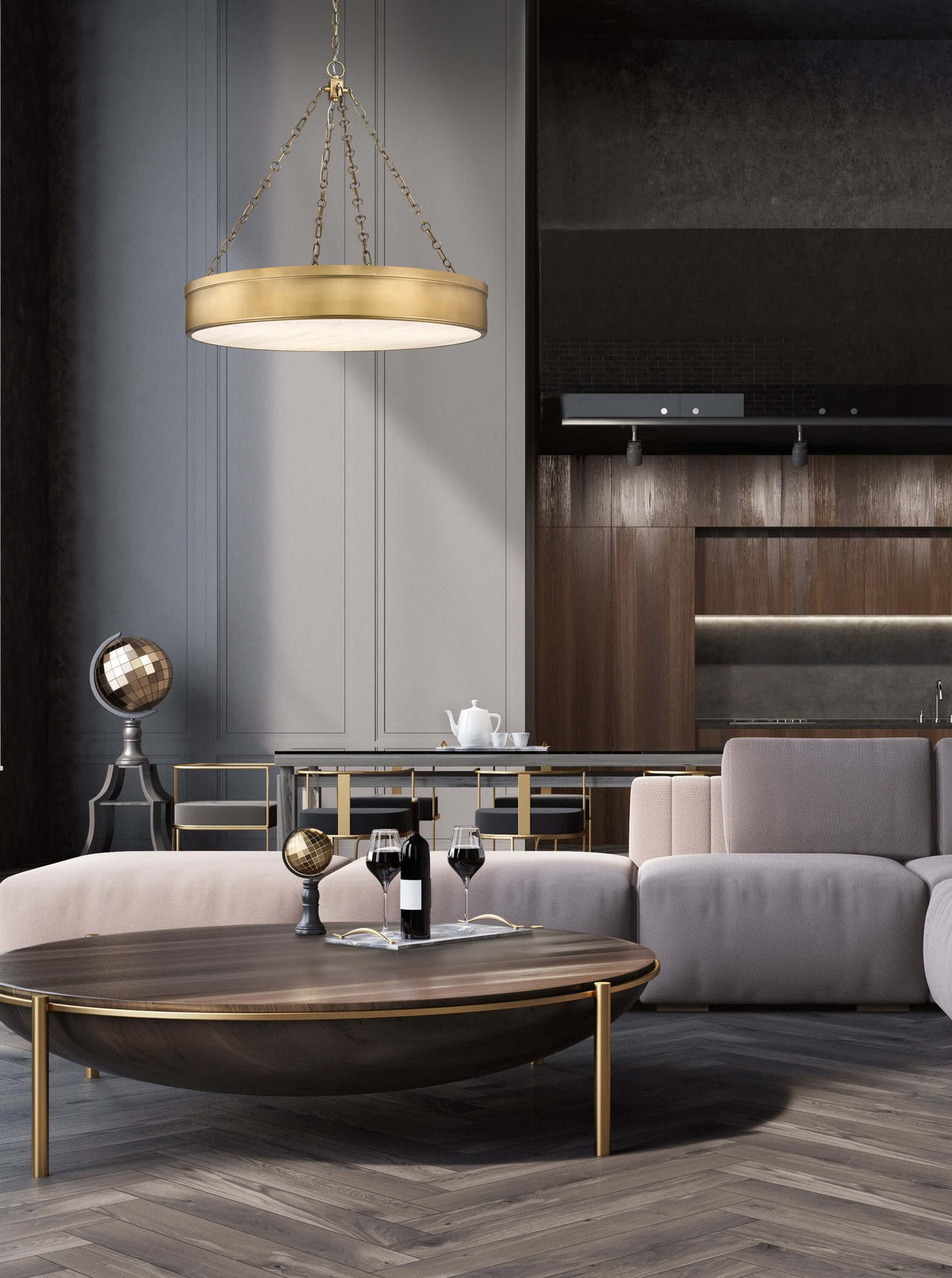 Anders LED 3 Light Chandelier Rubbed Brass