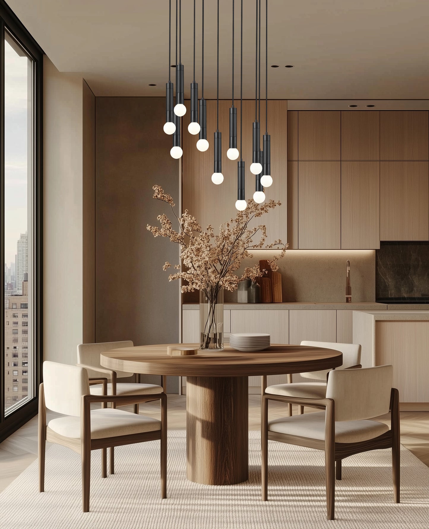 Stari 11 Light Chandelier Matte Black