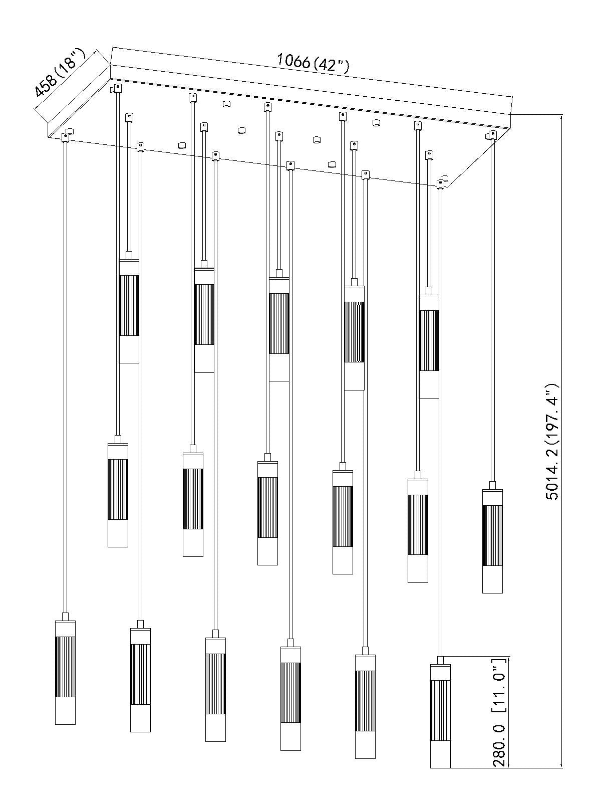 Stari 17 Light Linear Chandelier Matte Black