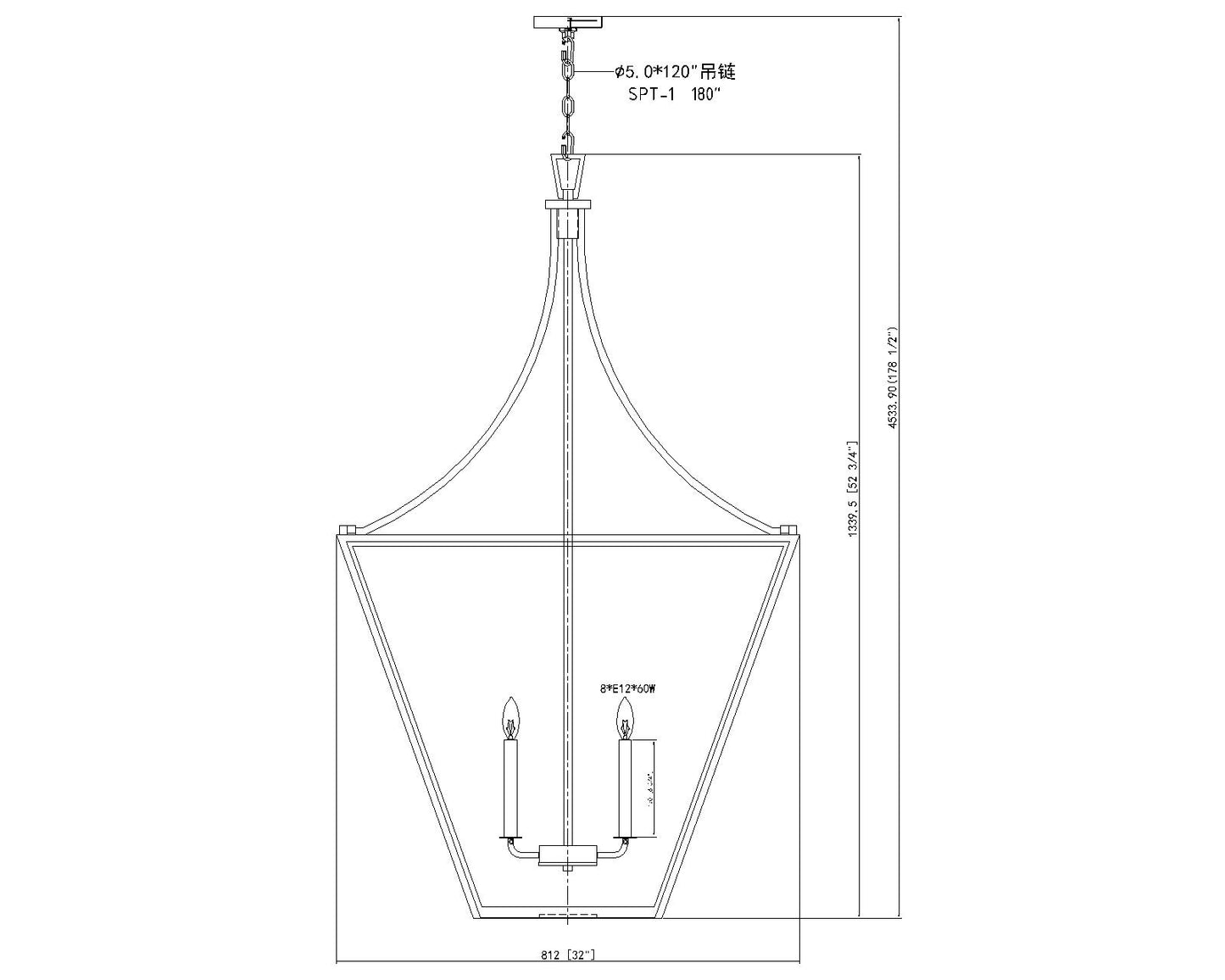 Montalcino 8 Light Chandelier Iron Ore