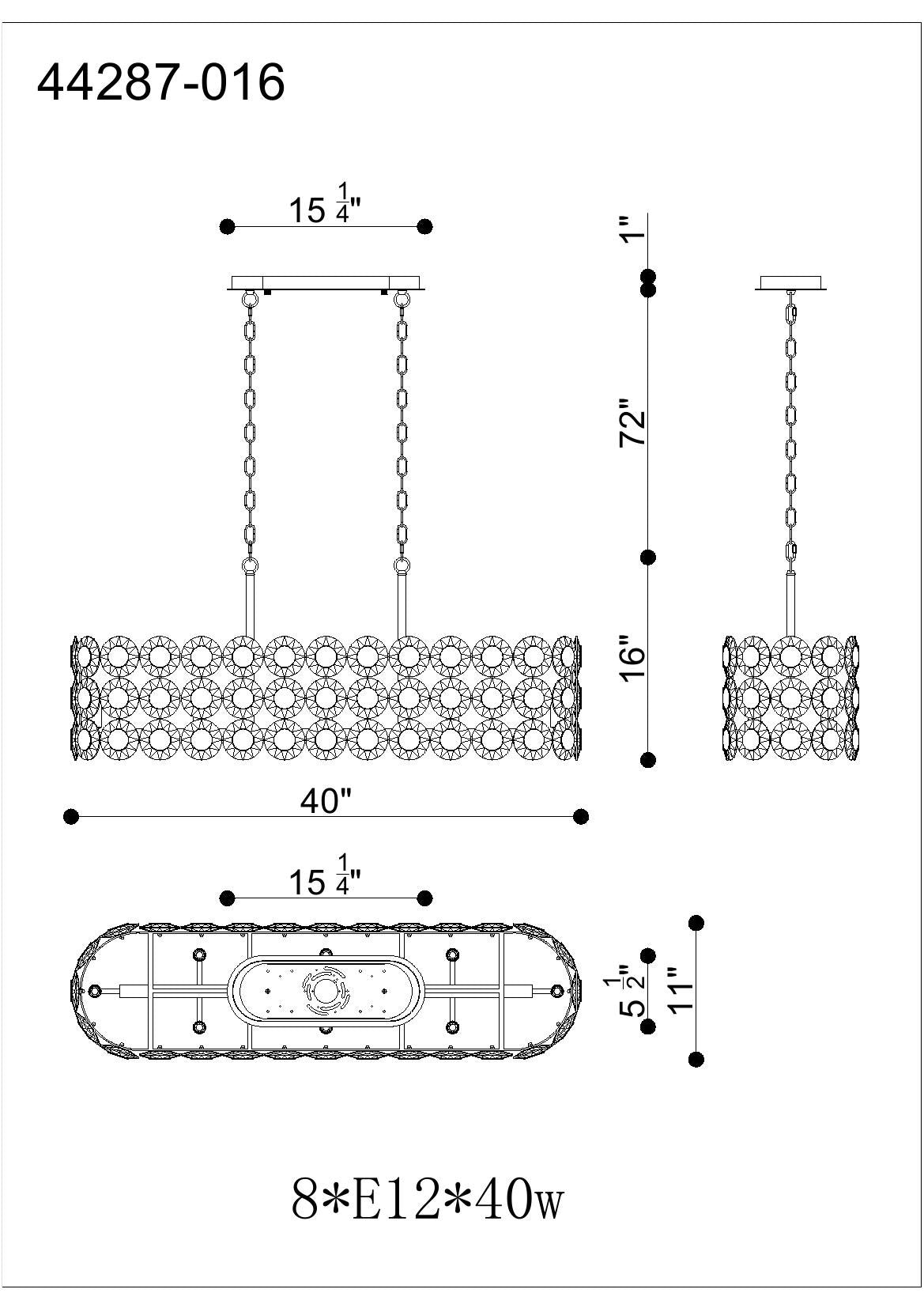 Perrene 8-Light 40" Linear Chandelier
