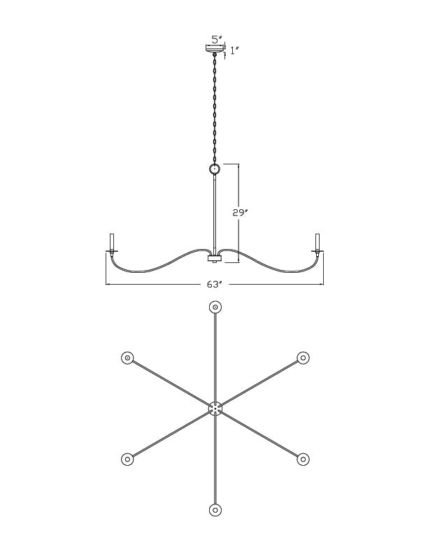 Arrington 6 Light Chandelier Polished Nickel