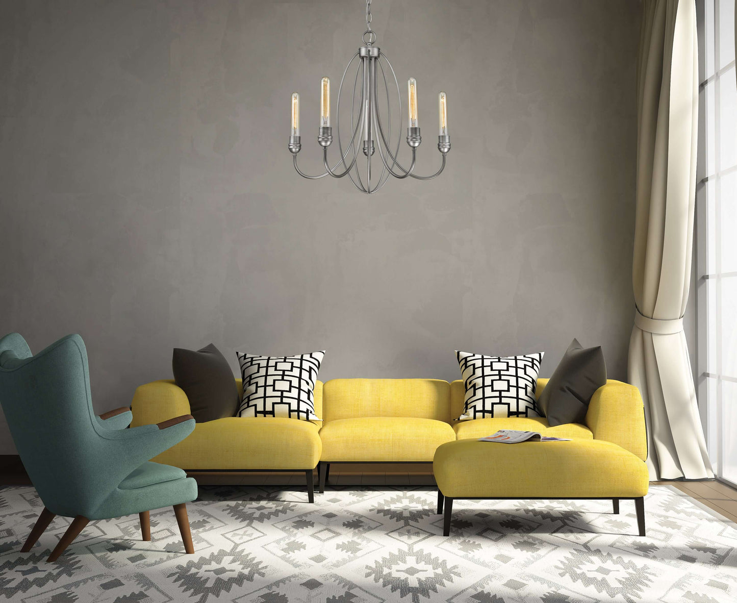Persis 5 Light Chandelier Old Silver