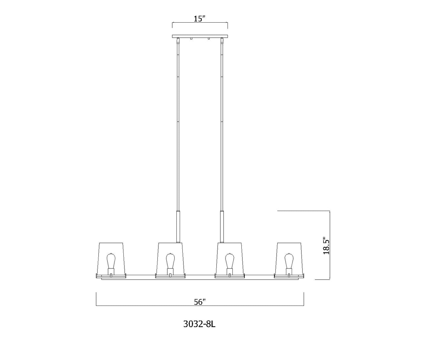 Callista 8 Light Linear Chandelier Matte Black