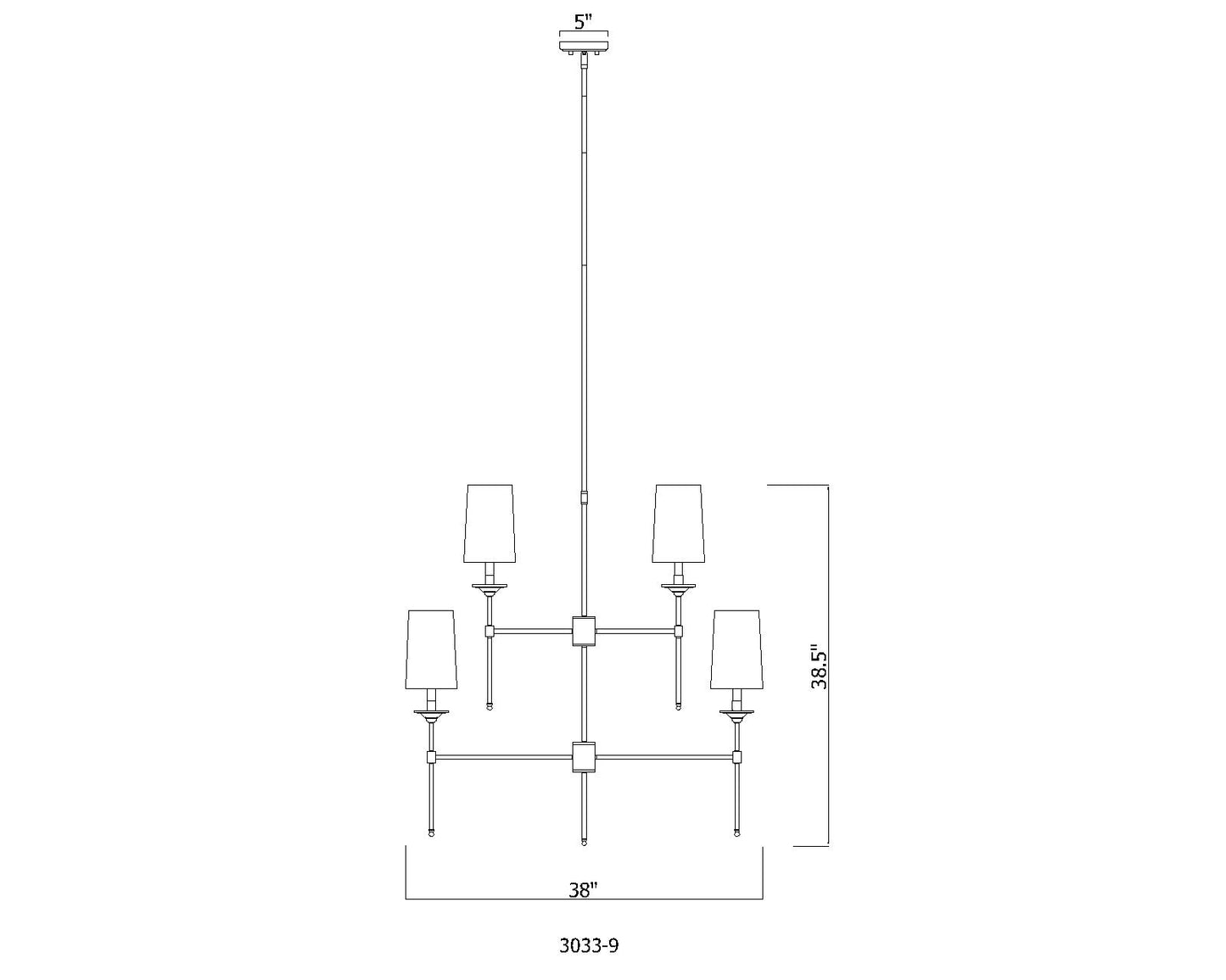 Emily 9 Light Chandelier Rubbed Brass
