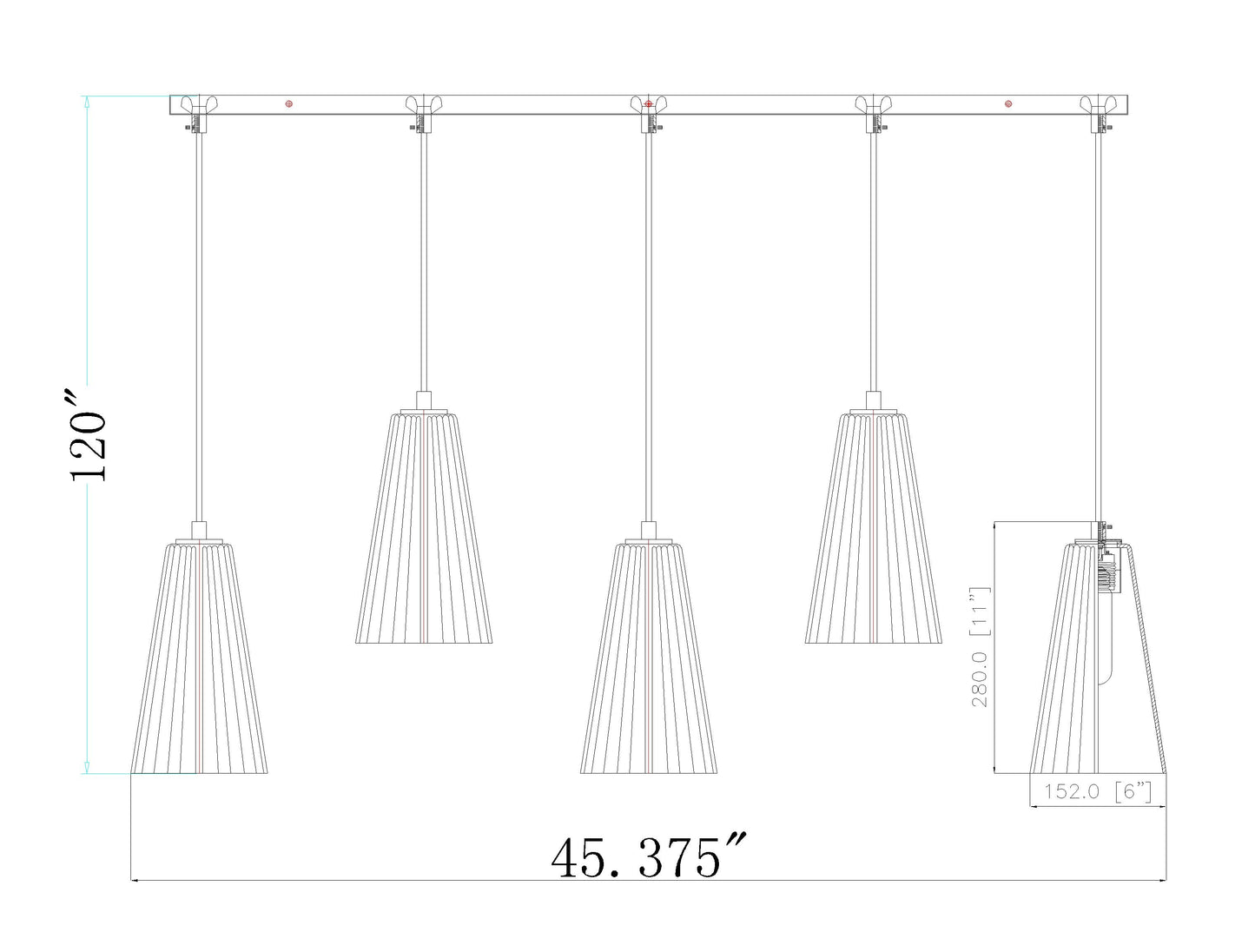 Farrell 5 Light Linear Chandelier Brushed Nickel