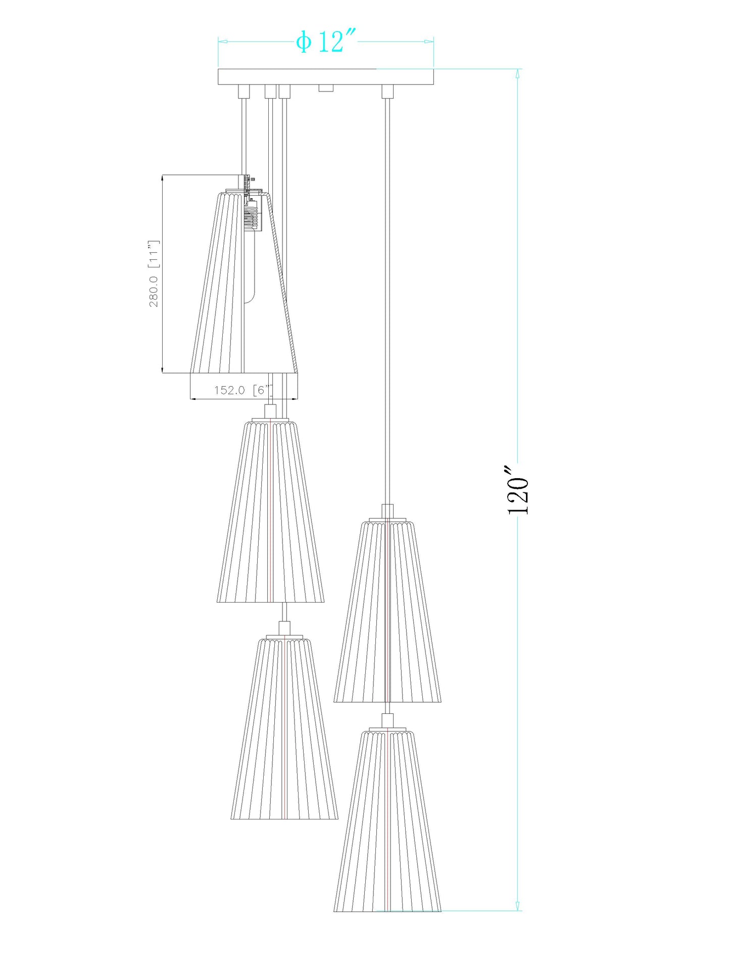 Farrell 5 Light Chandelier Matte Black