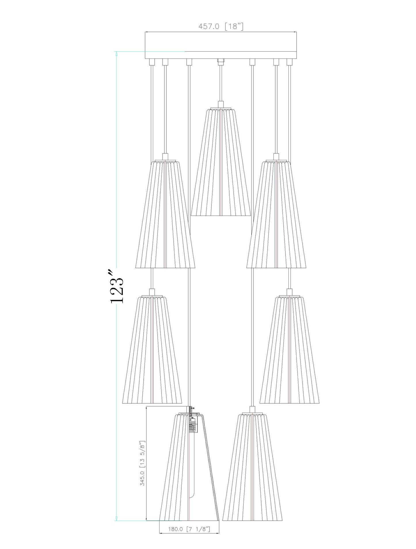 Farrell 7 Light Chandelier Matte Black