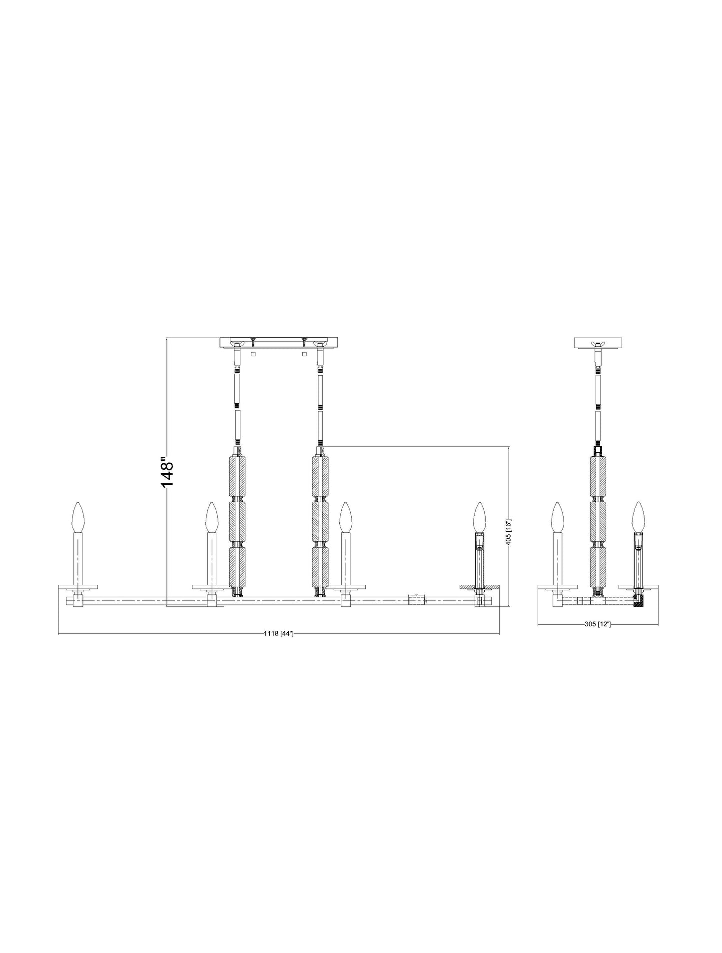 Kaden 8 Light Linear Chandelier Modern Gold