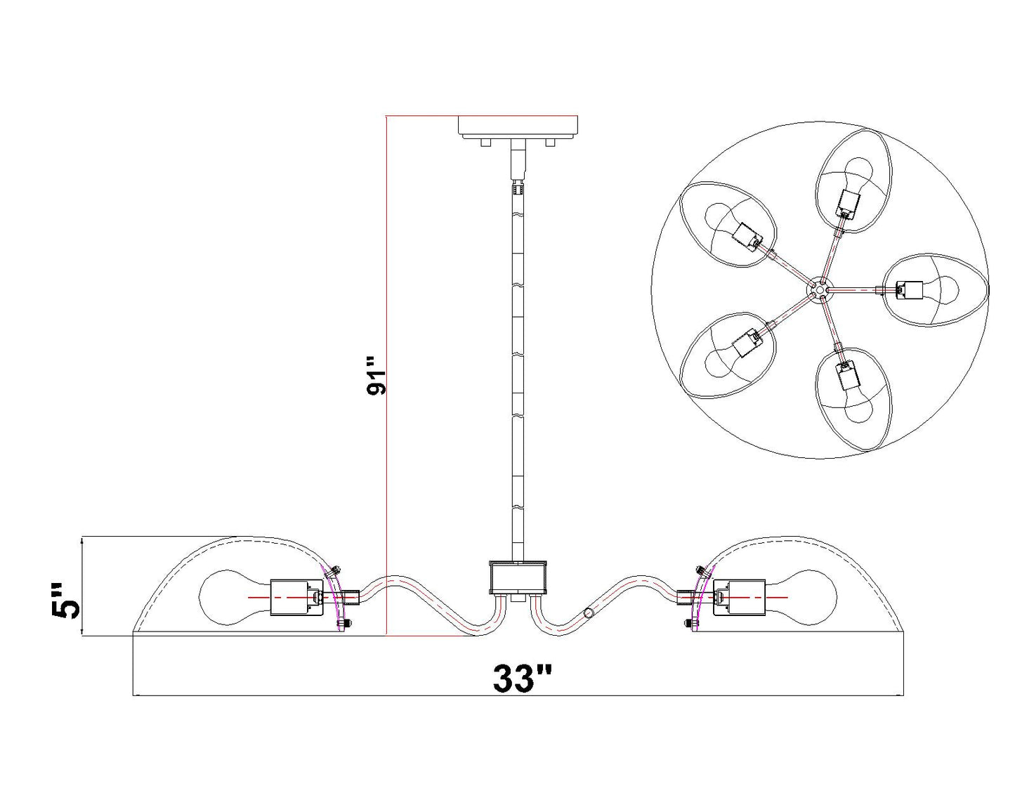 Breton 5 Light Chandelier Matte Black