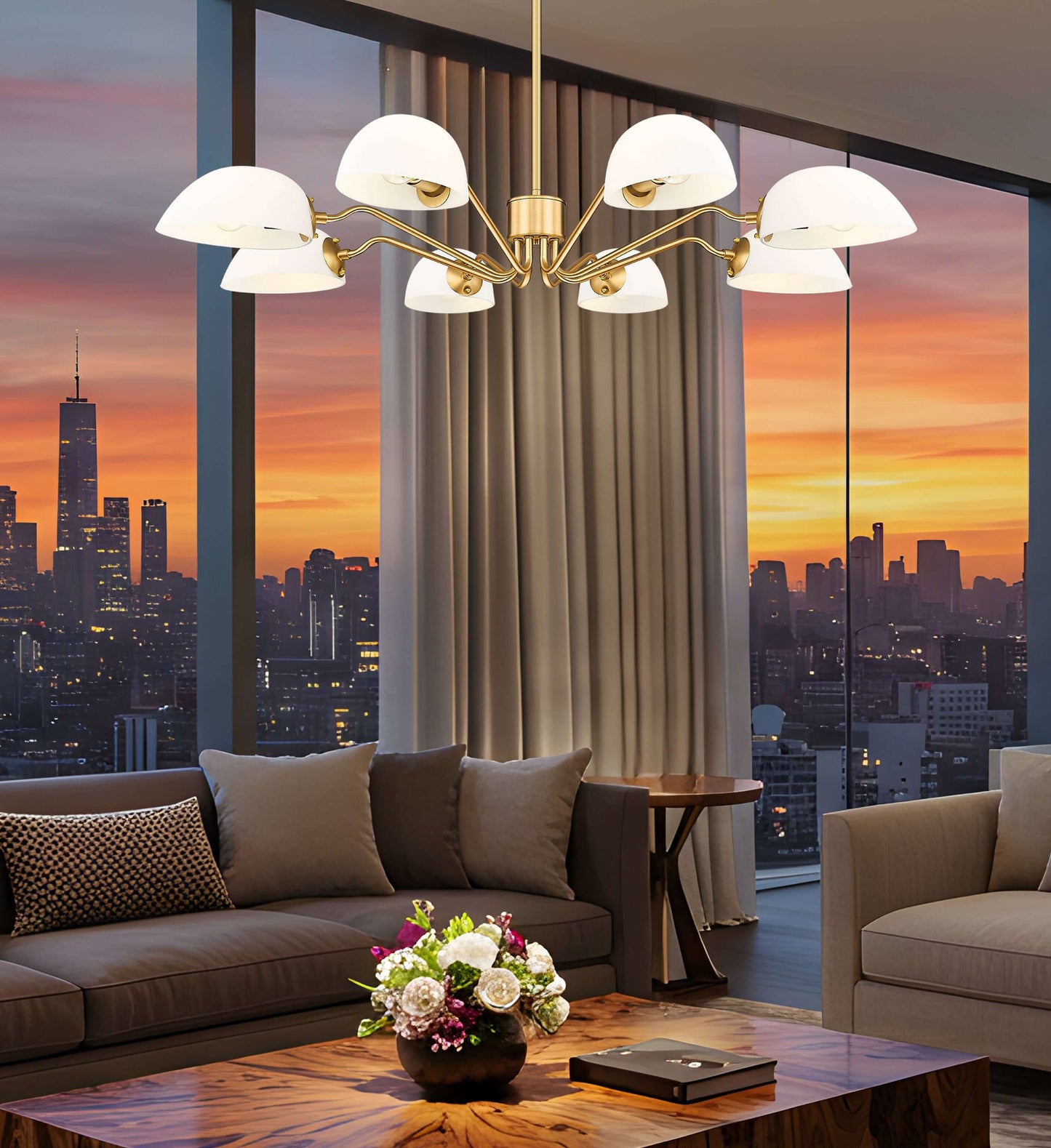 Breton 8 Light Chandelier Modern Gold