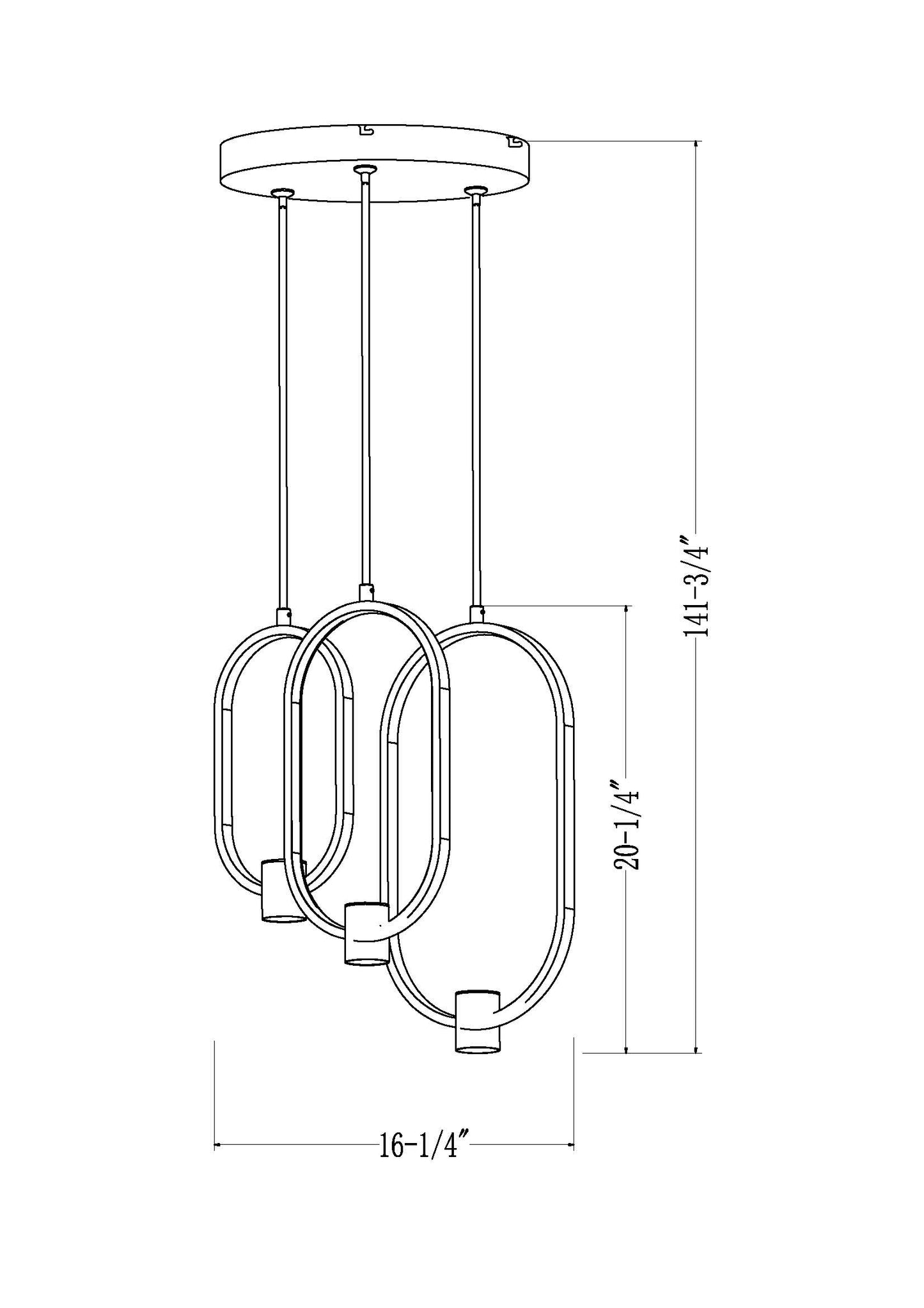 Saros LED 3 Light Chandelier Matte Black