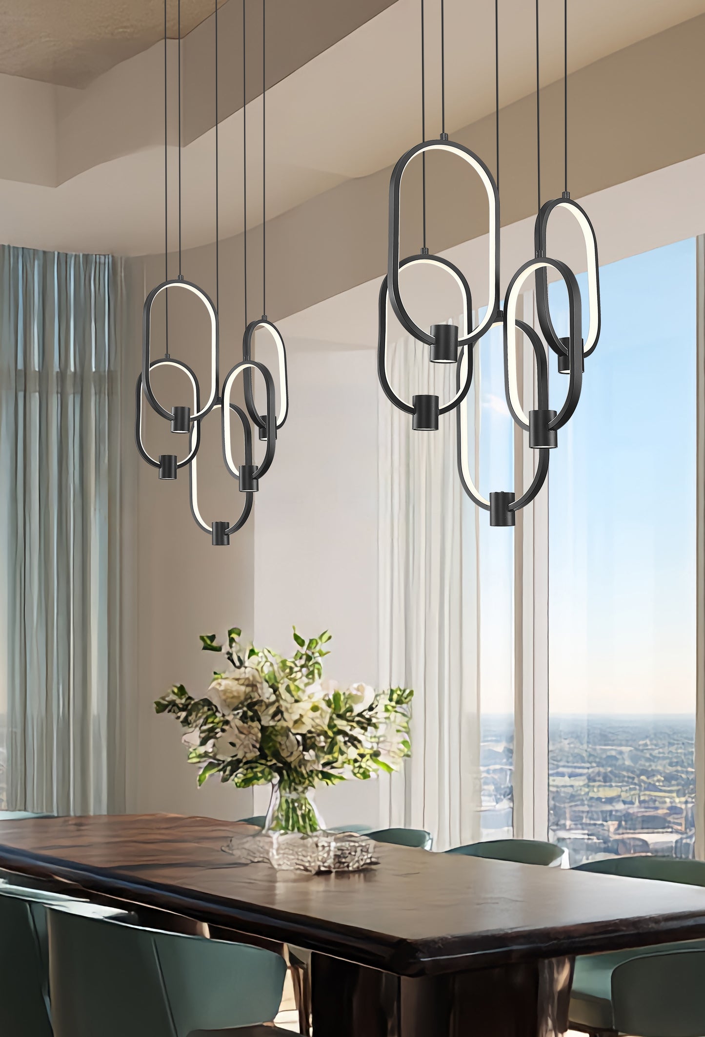 Saros LED 5 Light Chandelier Matte Black