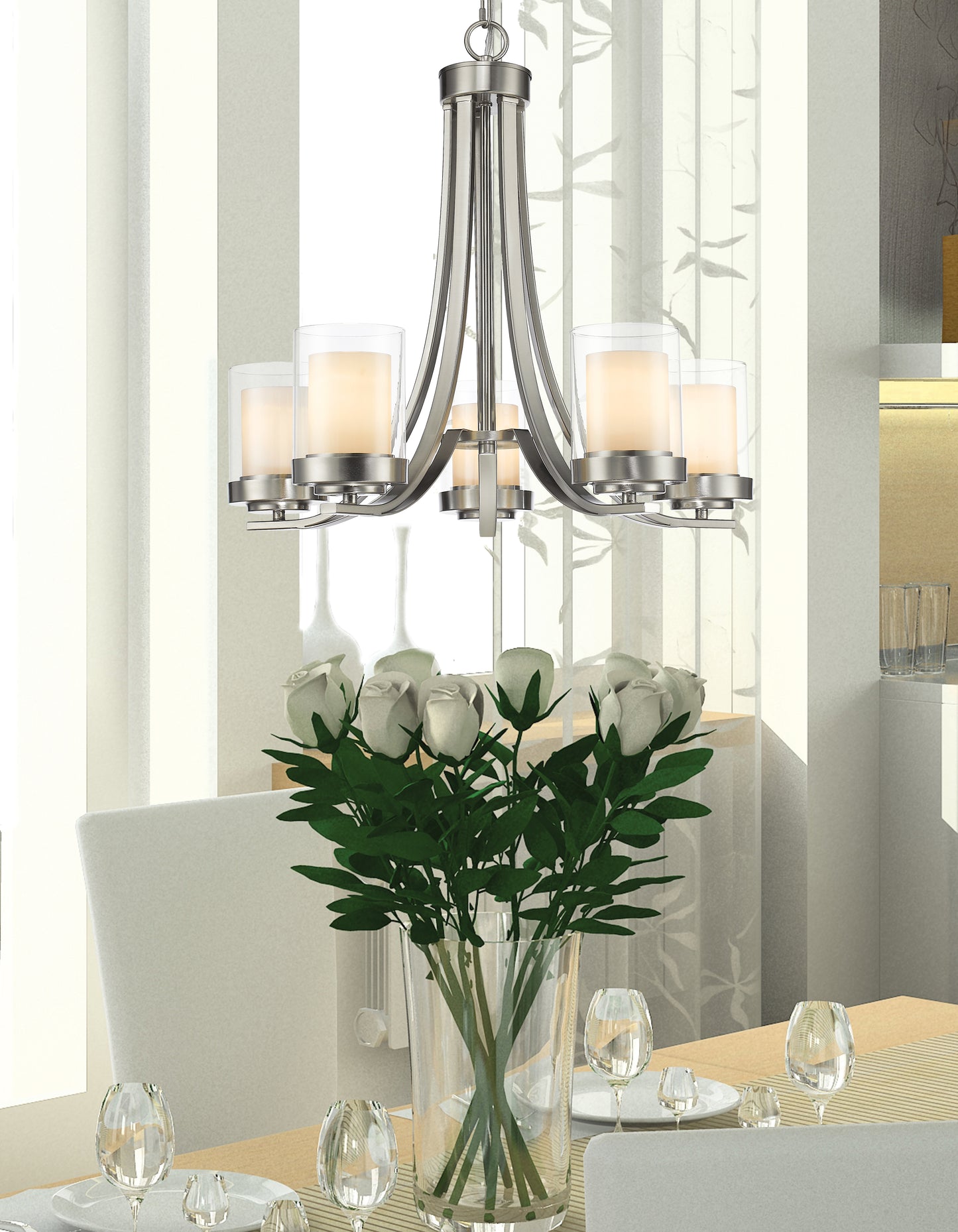 Willow 5 Light Chandelier Brushed Nickel