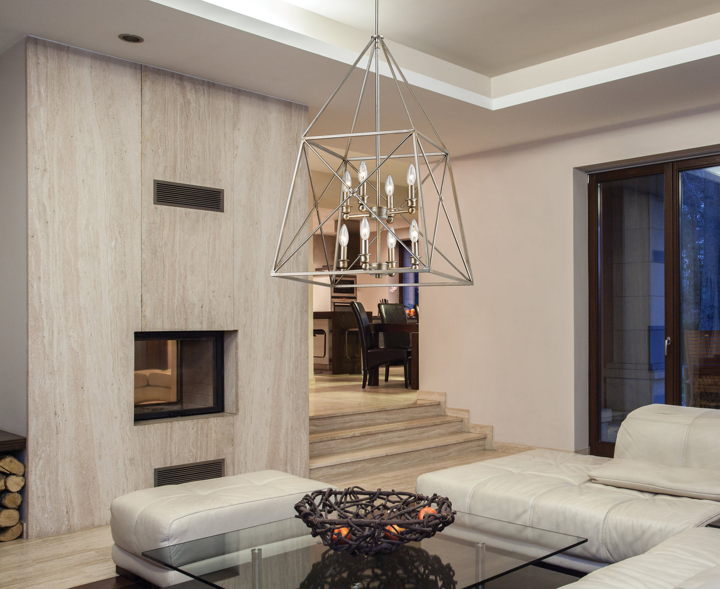 Trestle 8 Light Chandelier Antique Silver