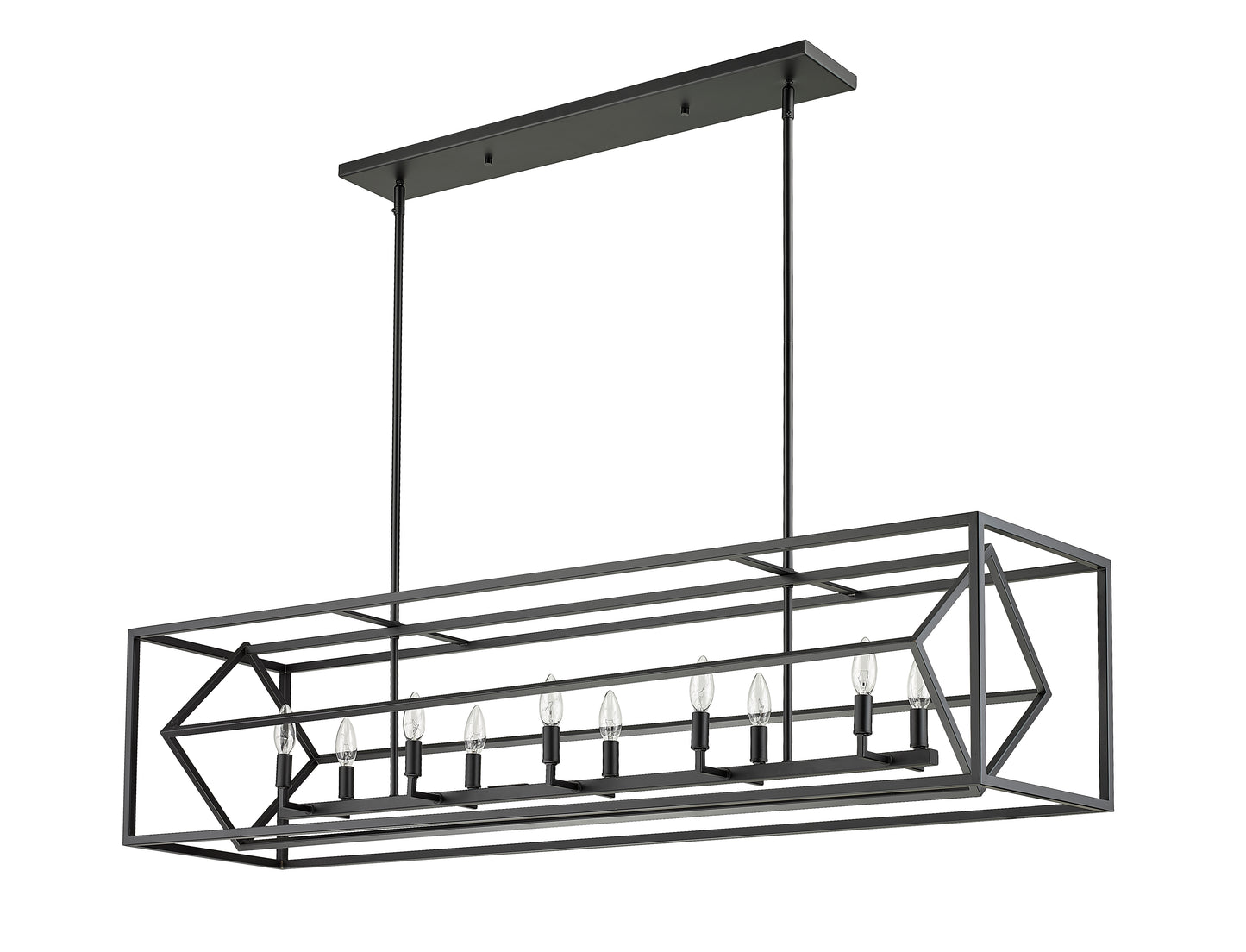 Euclid 10 Light Linear Chandelier Matte Black