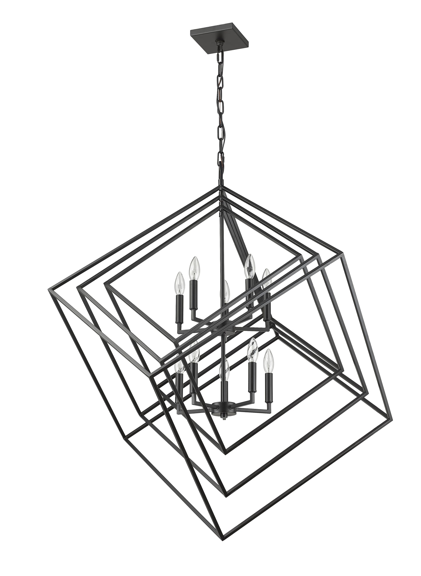 Euclid 10 Light Chandelier Matte Black