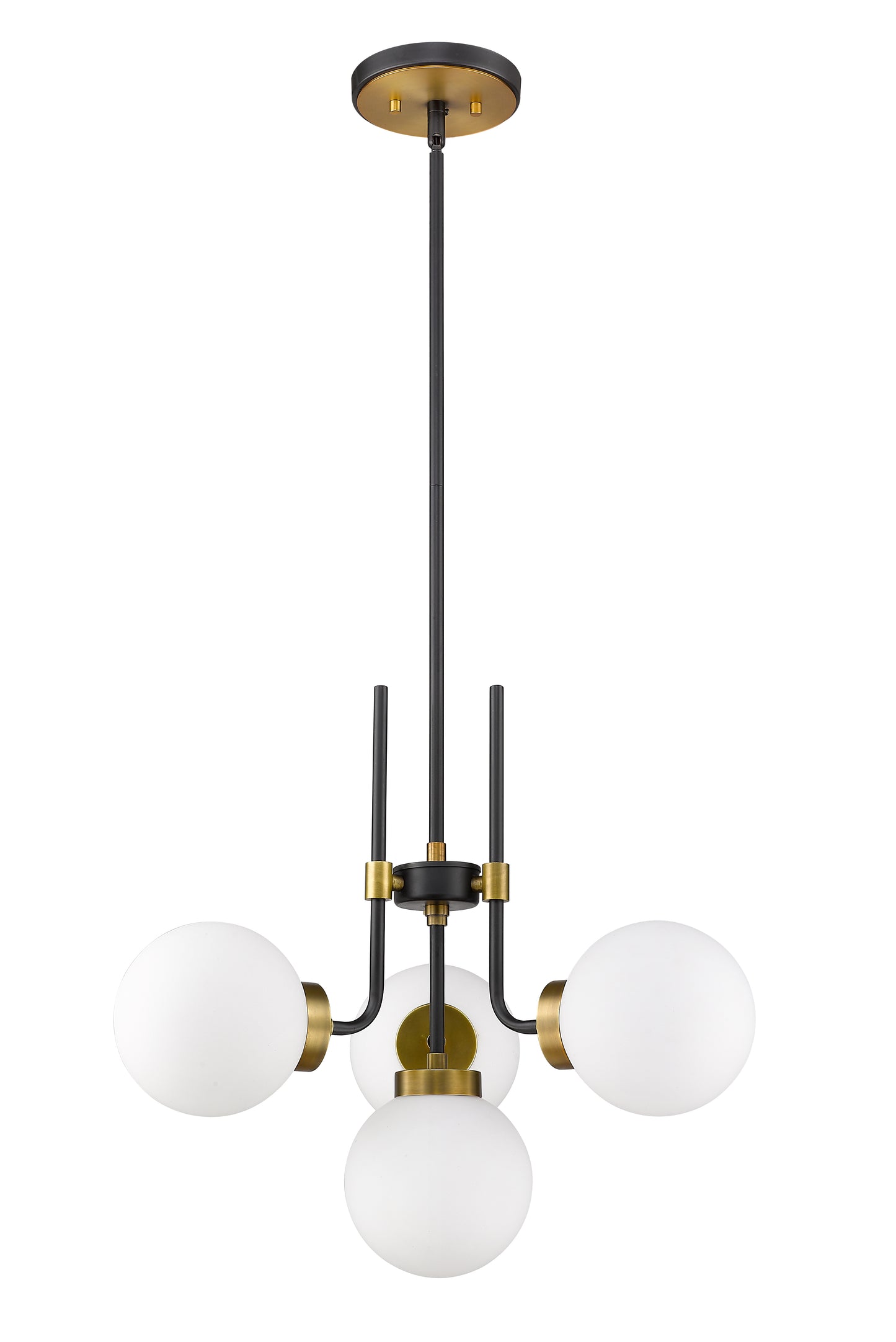 Parsons 4 Light Chandelier Matte Black + Olde Brass