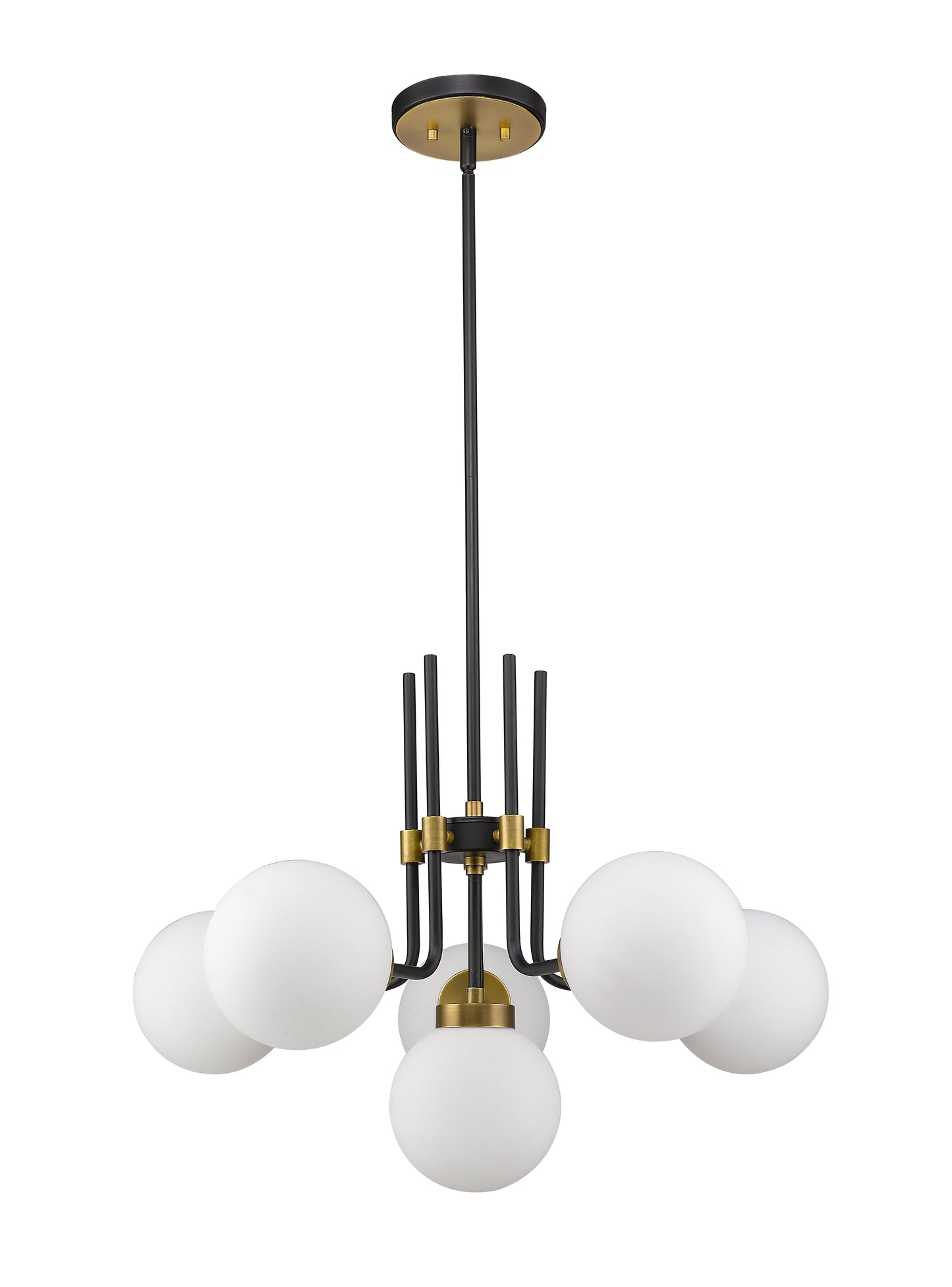 Parsons 6 Light Chandelier Matte Black + Olde Brass