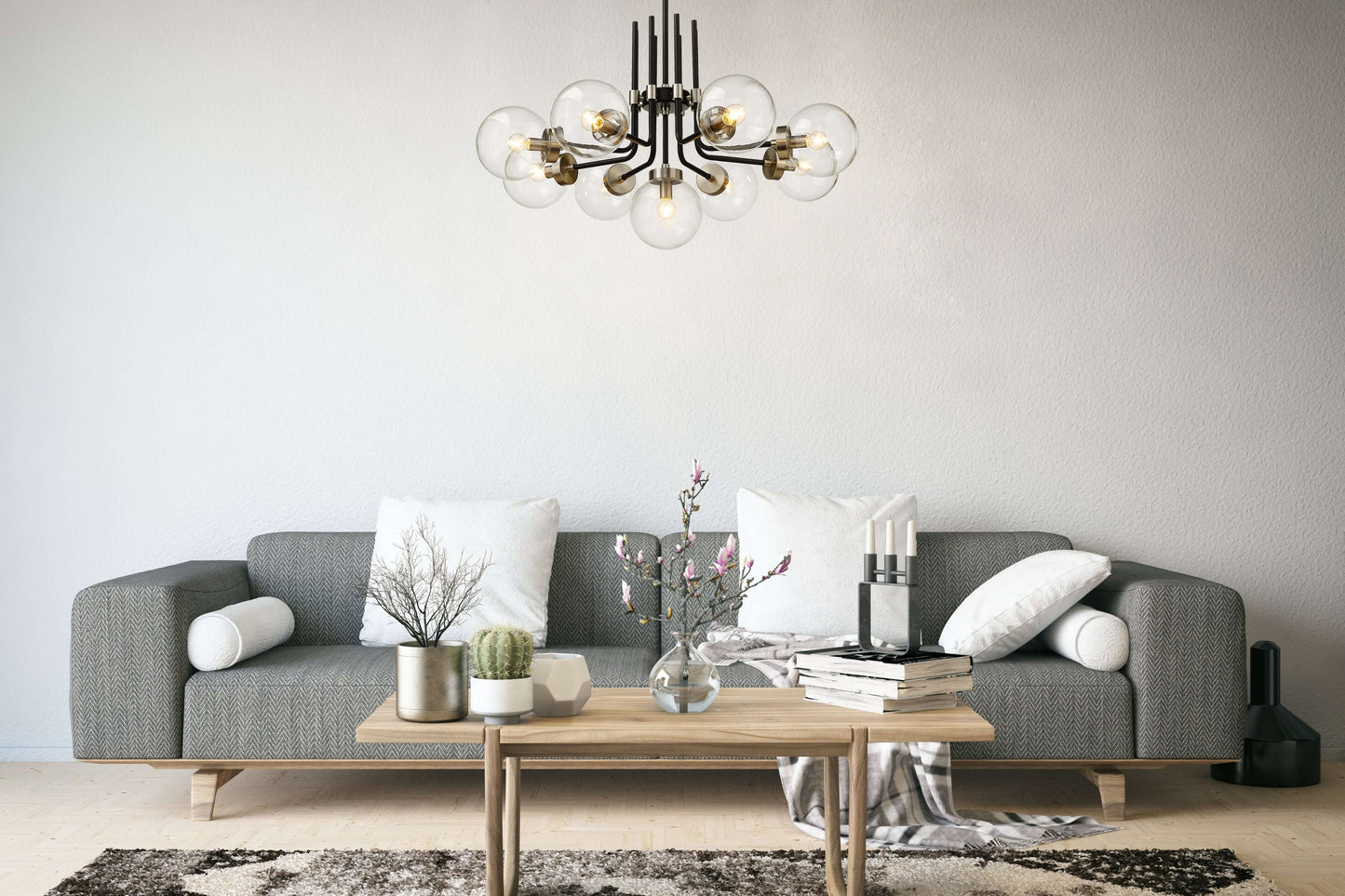 Parsons 9 Light Chandelier Matte Black + Brushed Nickel