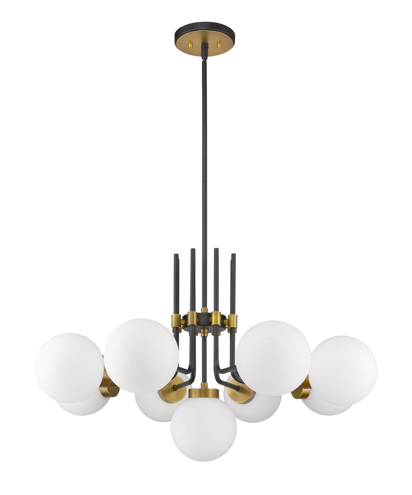 Parsons 9 Light Chandelier Matte Black + Olde Brass