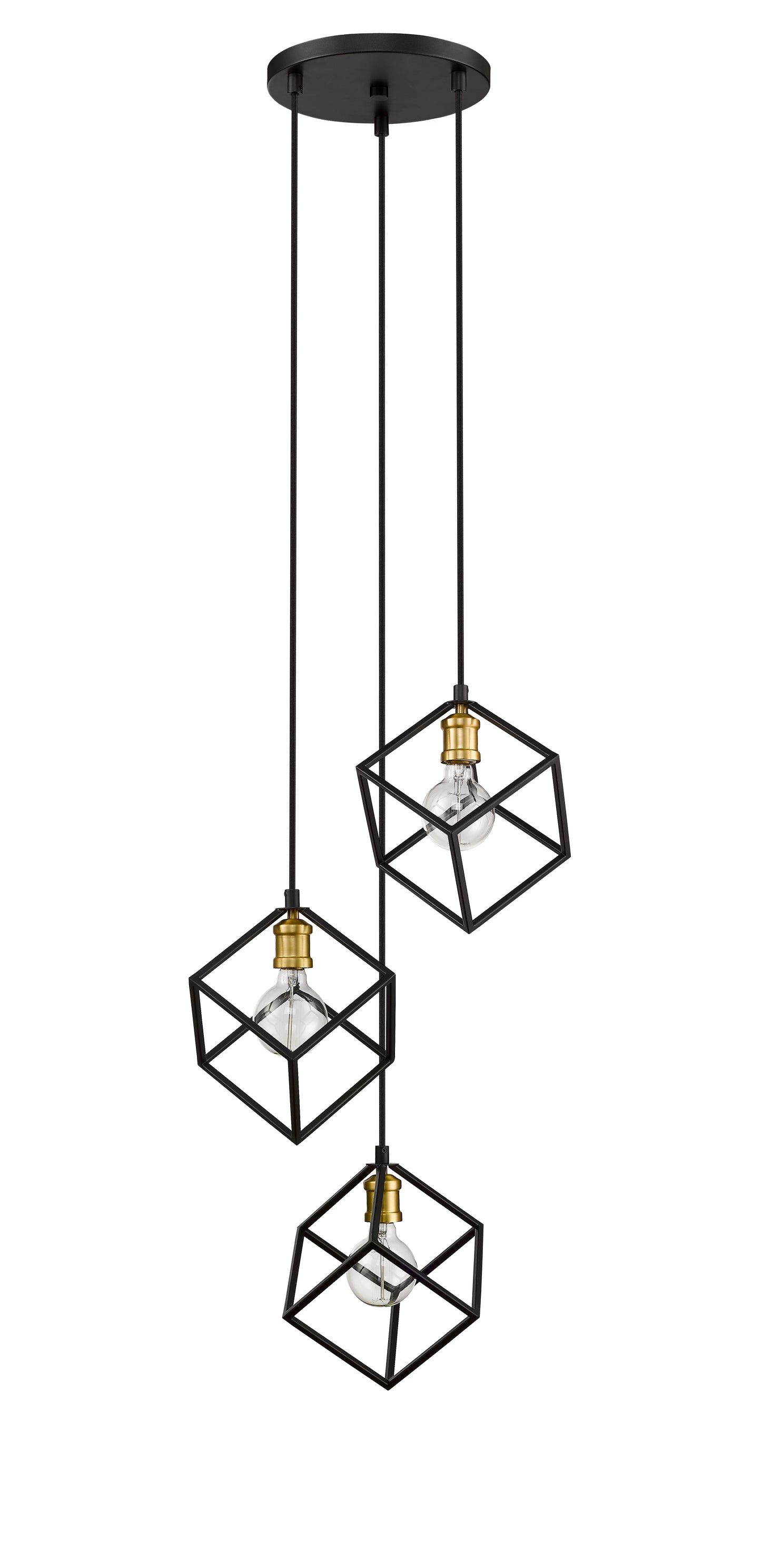 Vertical 3 Light Chandelier Bronze + Olde Brass