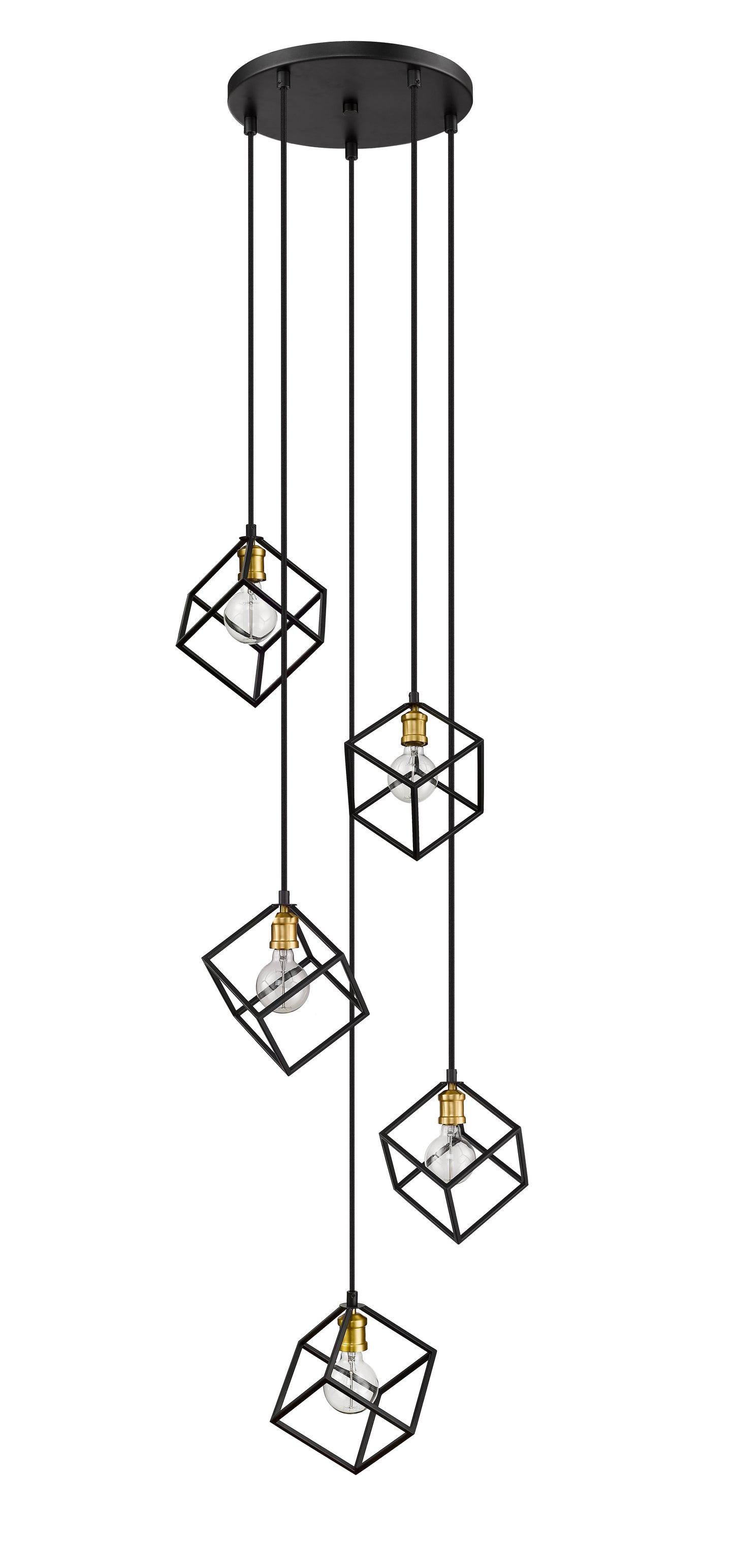 Vertical 5 Light Chandelier Bronze + Olde Brass