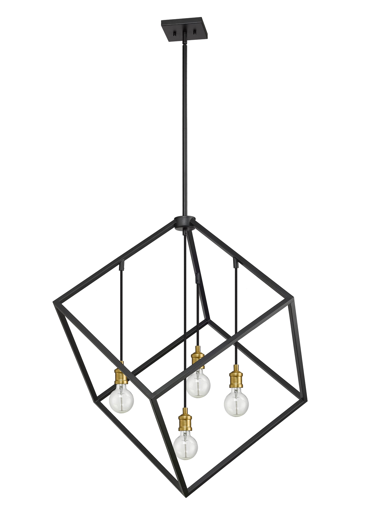 Vertical 4 Light Chandelier Bronze + Olde Brass