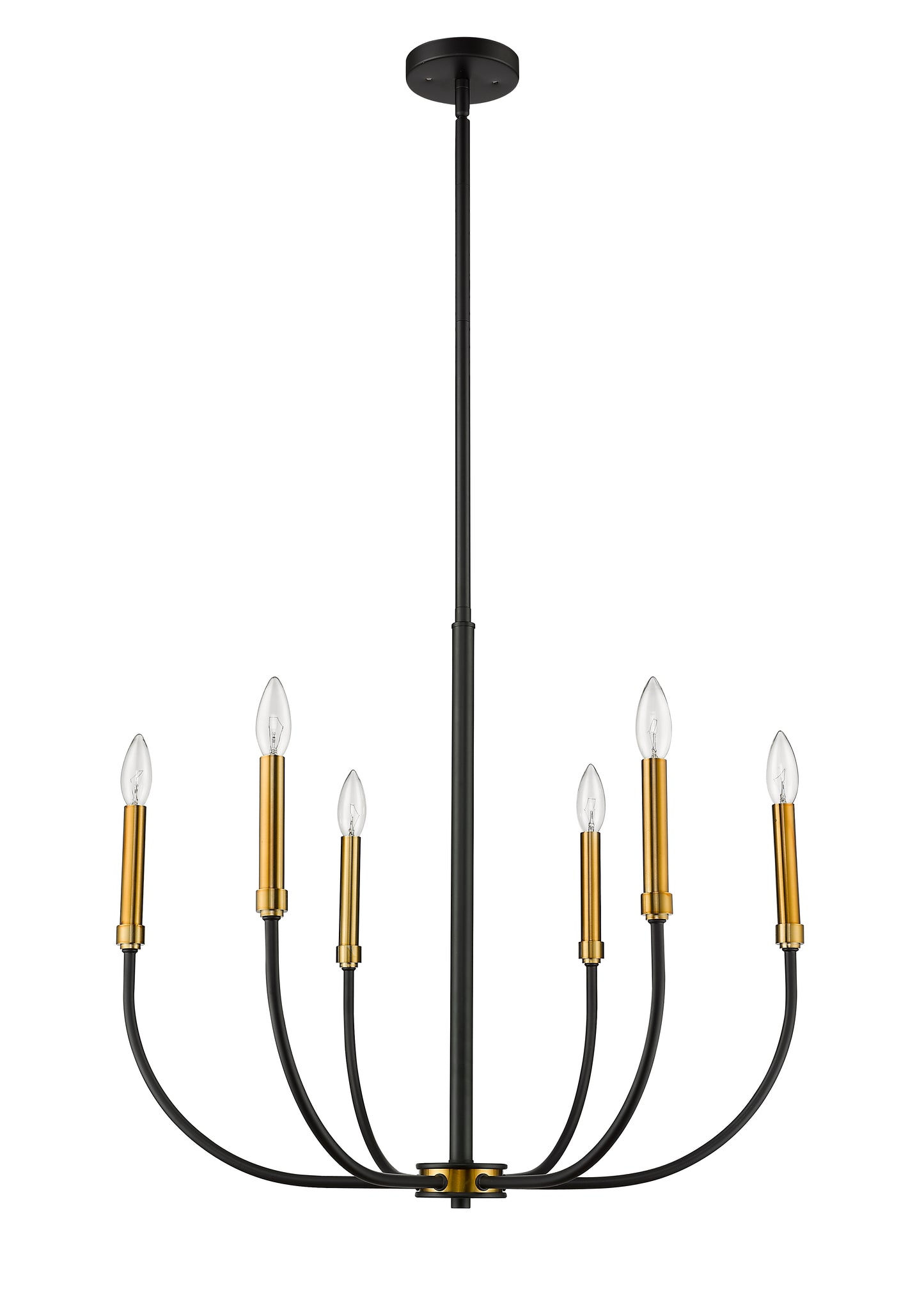 Haylie 6 Light Chandelier Matte Black + Olde Brass