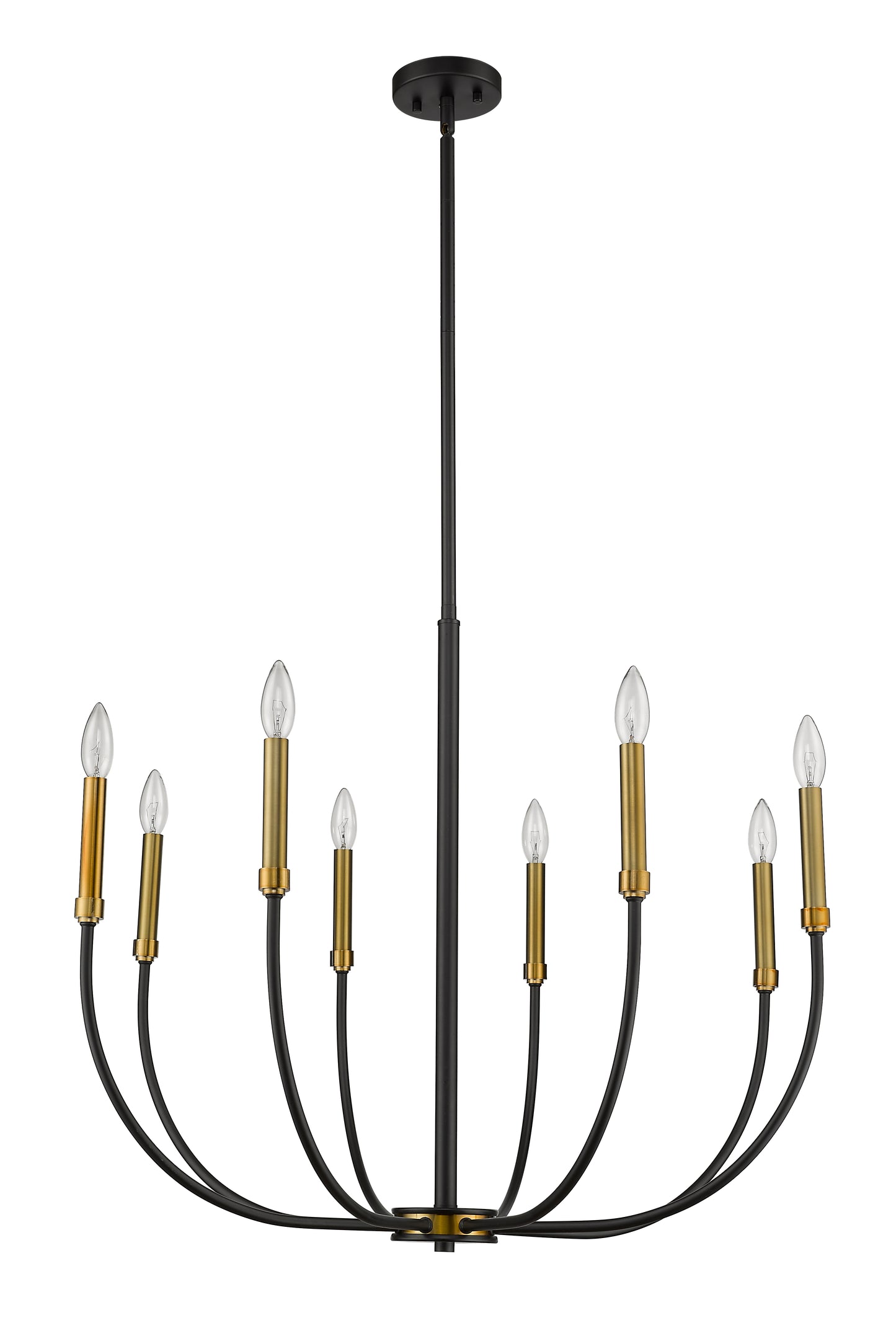 Haylie 8 Light Chandelier Matte Black + Olde Brass
