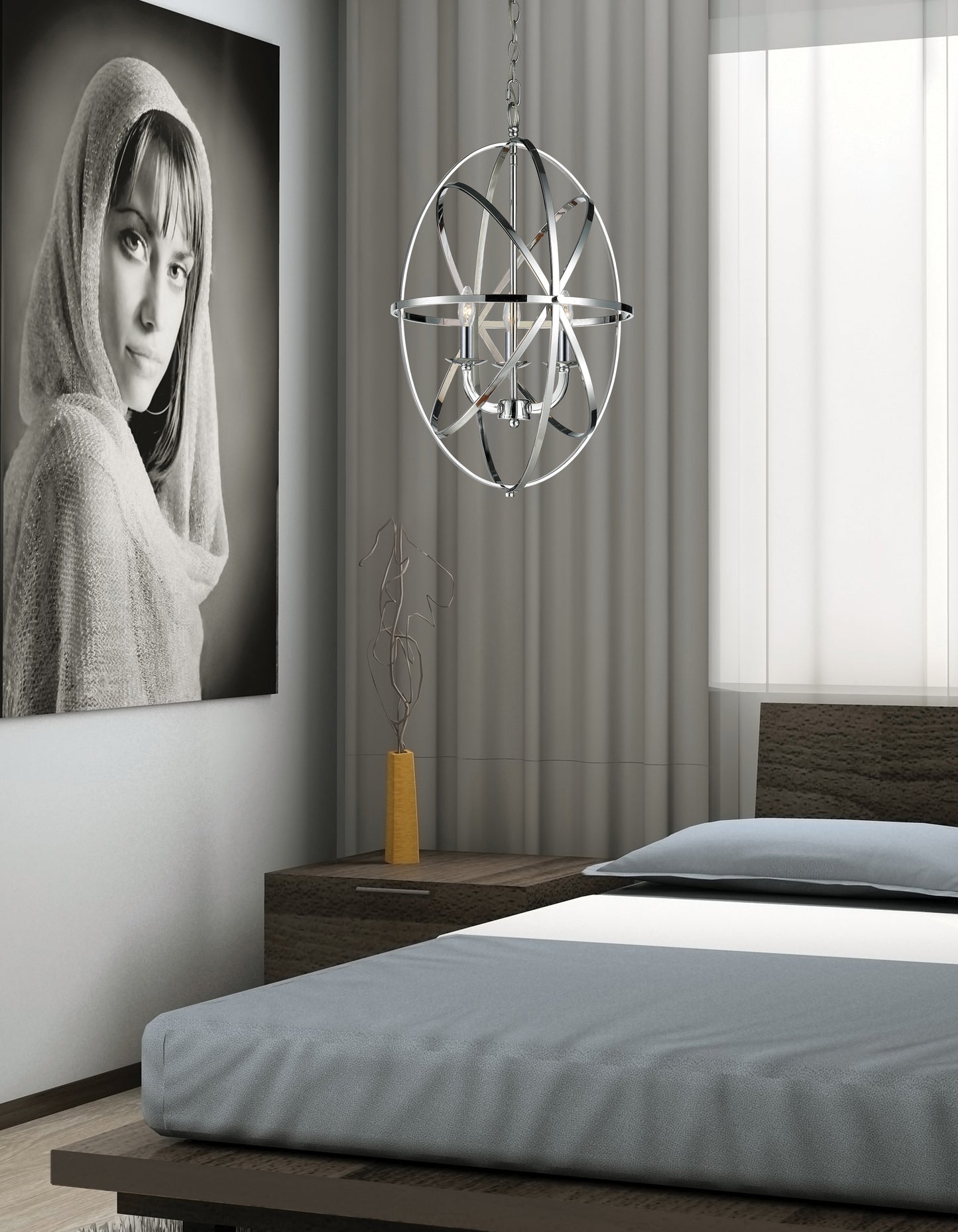 Aranya 3 Light Chandelier Chrome