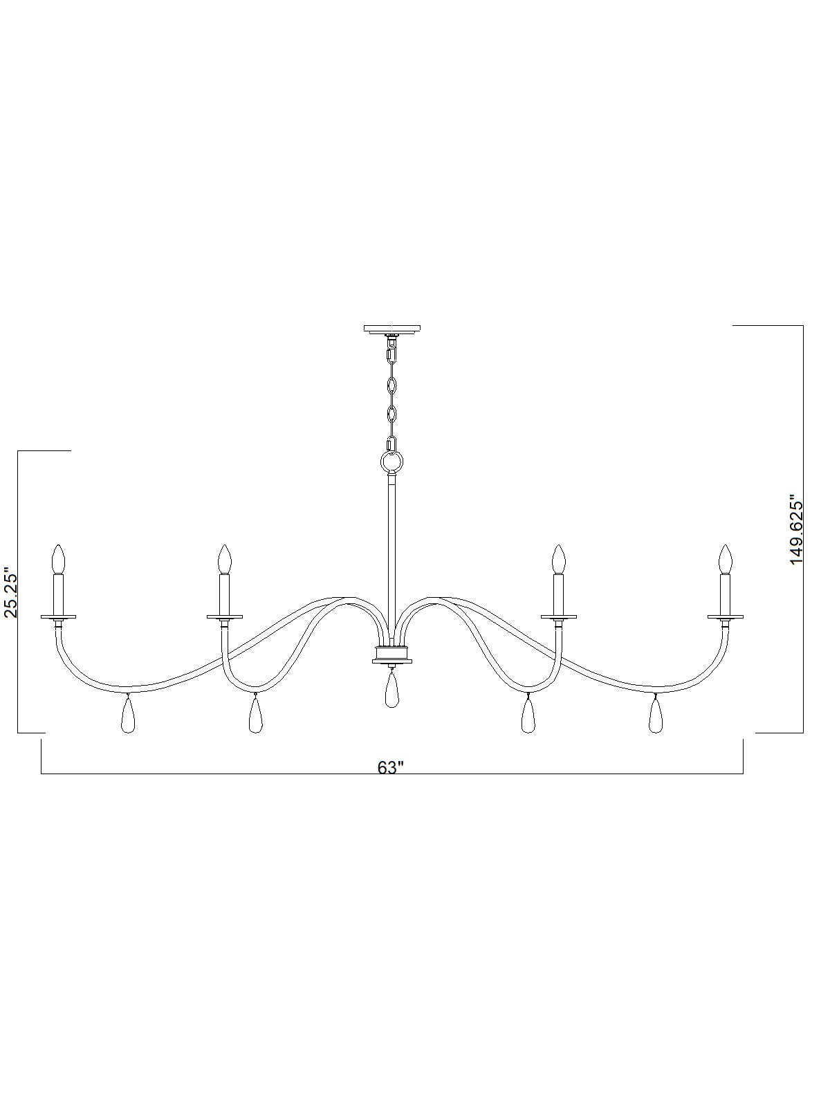Toussant 6 Light Chandelier Modern Gold