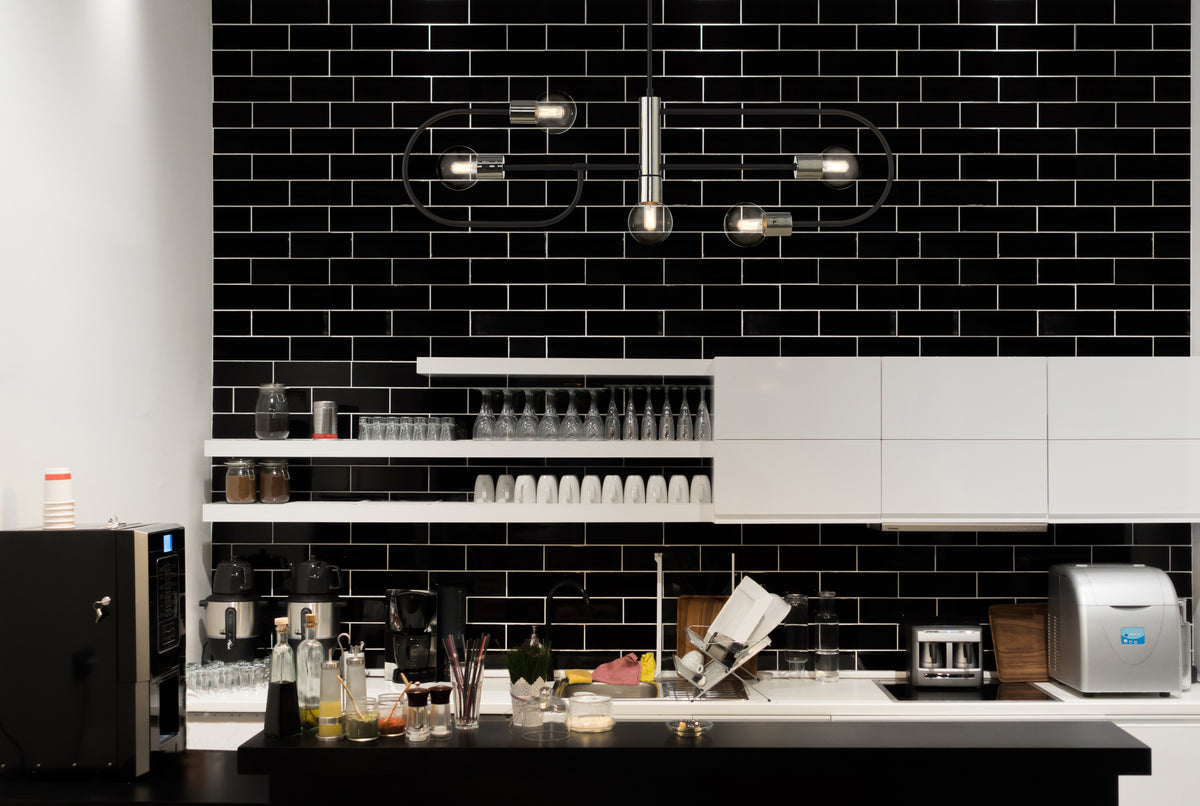 Neutra 5 Light Linear Chandelier Matte Black + Polished Nickel