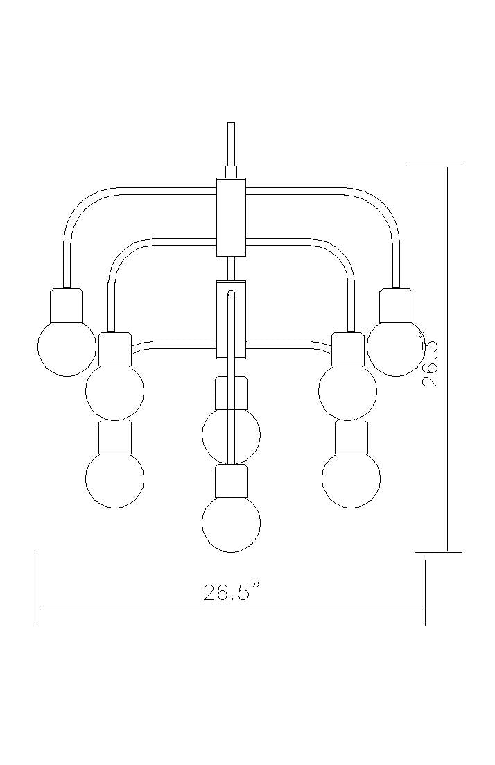 Neutra 9 Light Chandelier Matte Black + Foundry Brass