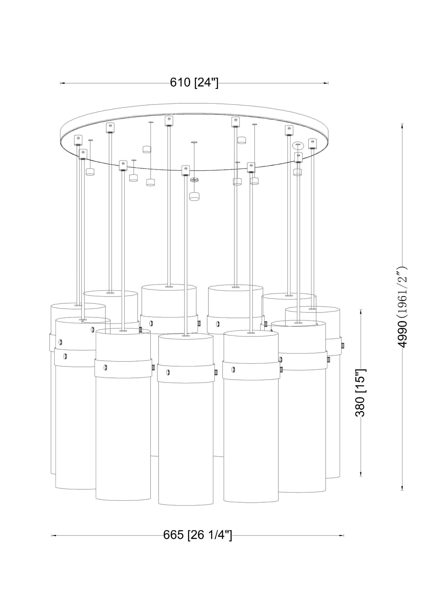 Fontaine 11 Light Chandelier Rubbed Brass
