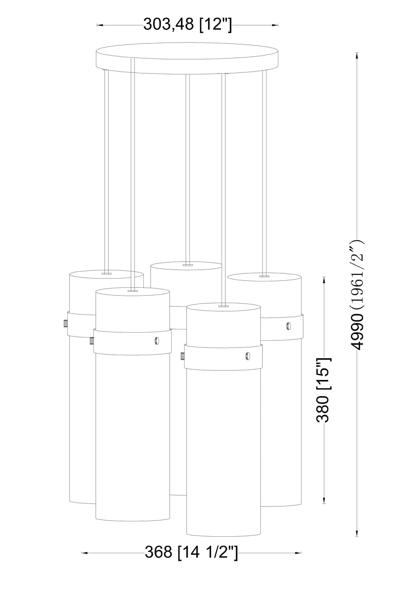 Fontaine 5 Light Chandelier Rubbed Brass