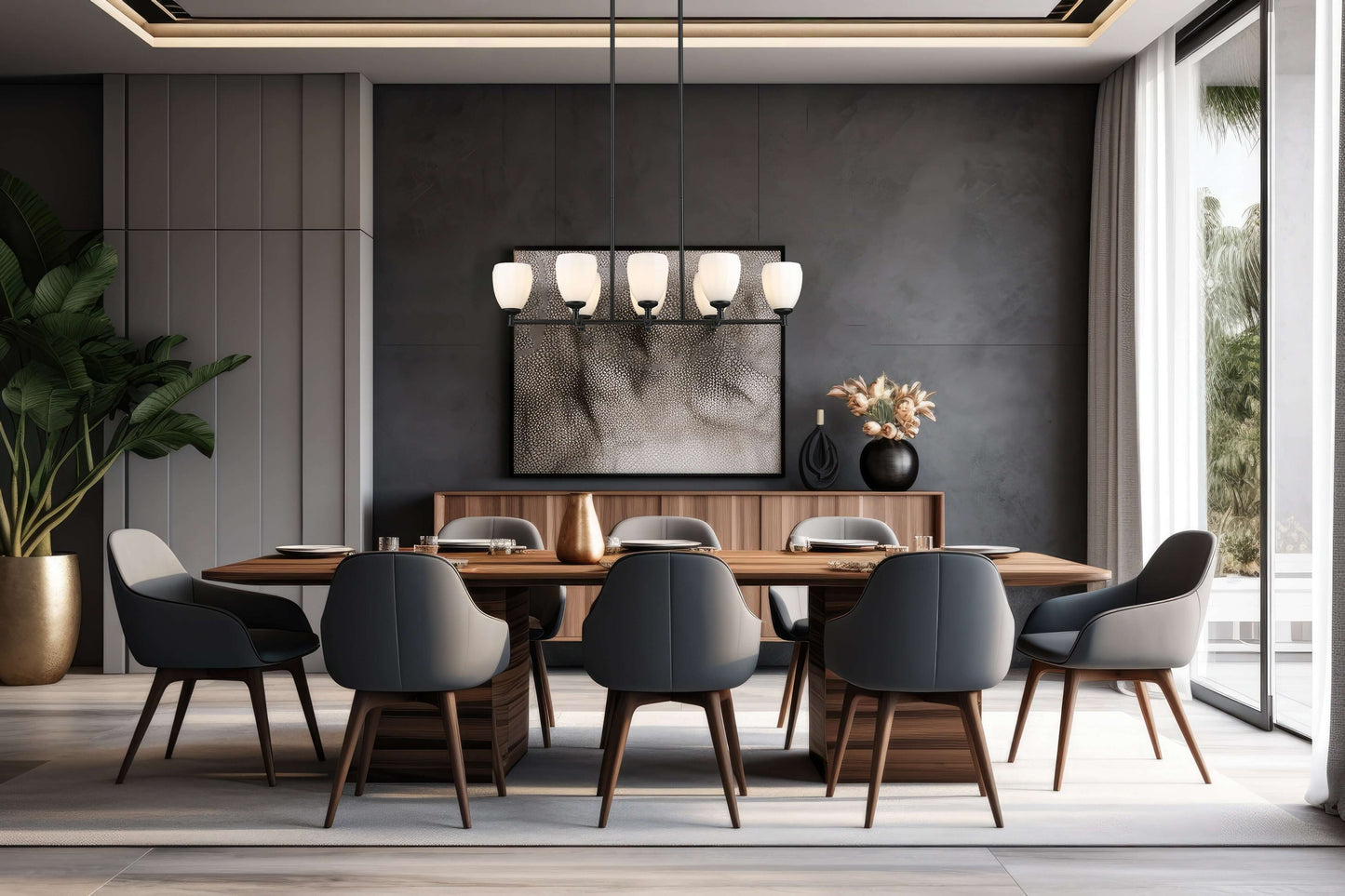 Oren 8 Light Linear Chandelier Matte Black