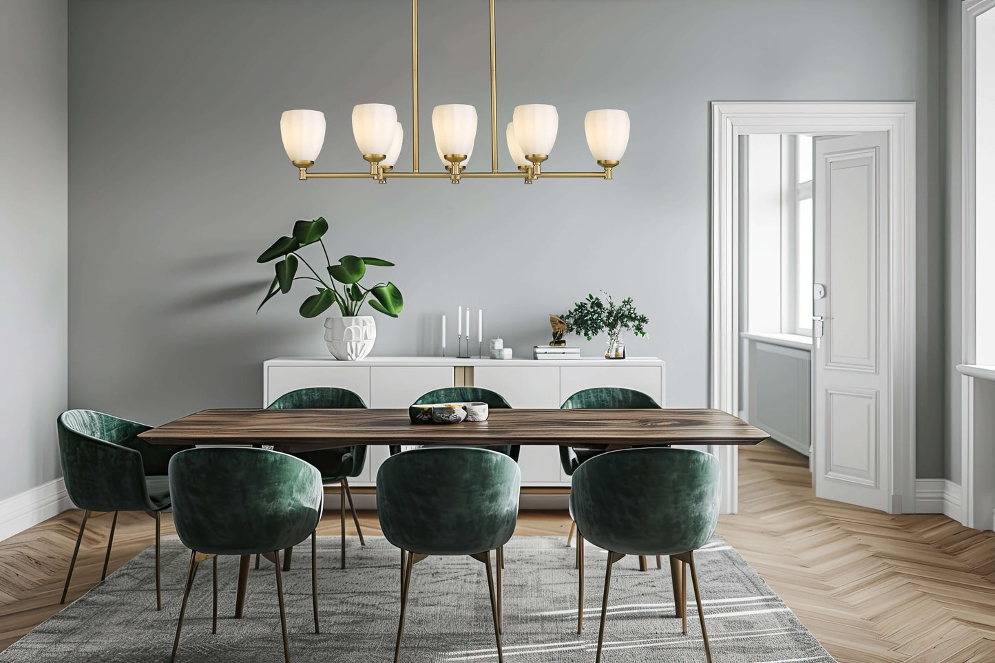 Oren 8 Light Linear Chandelier Modern Gold