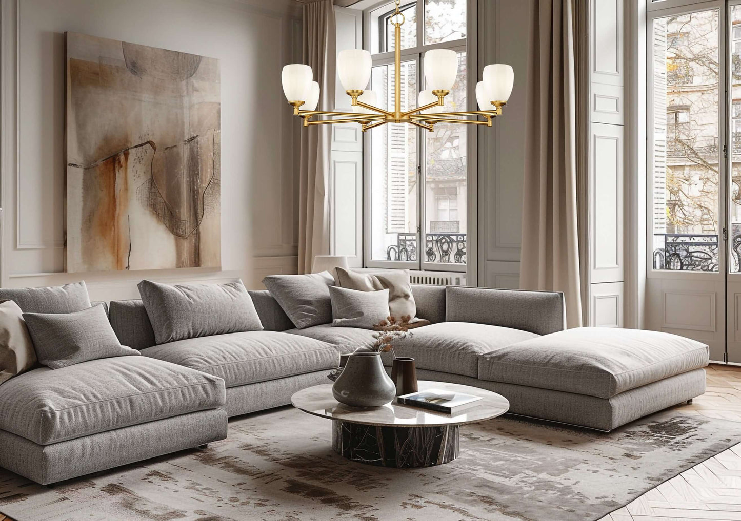 Oren 8 Light Chandelier Modern Gold