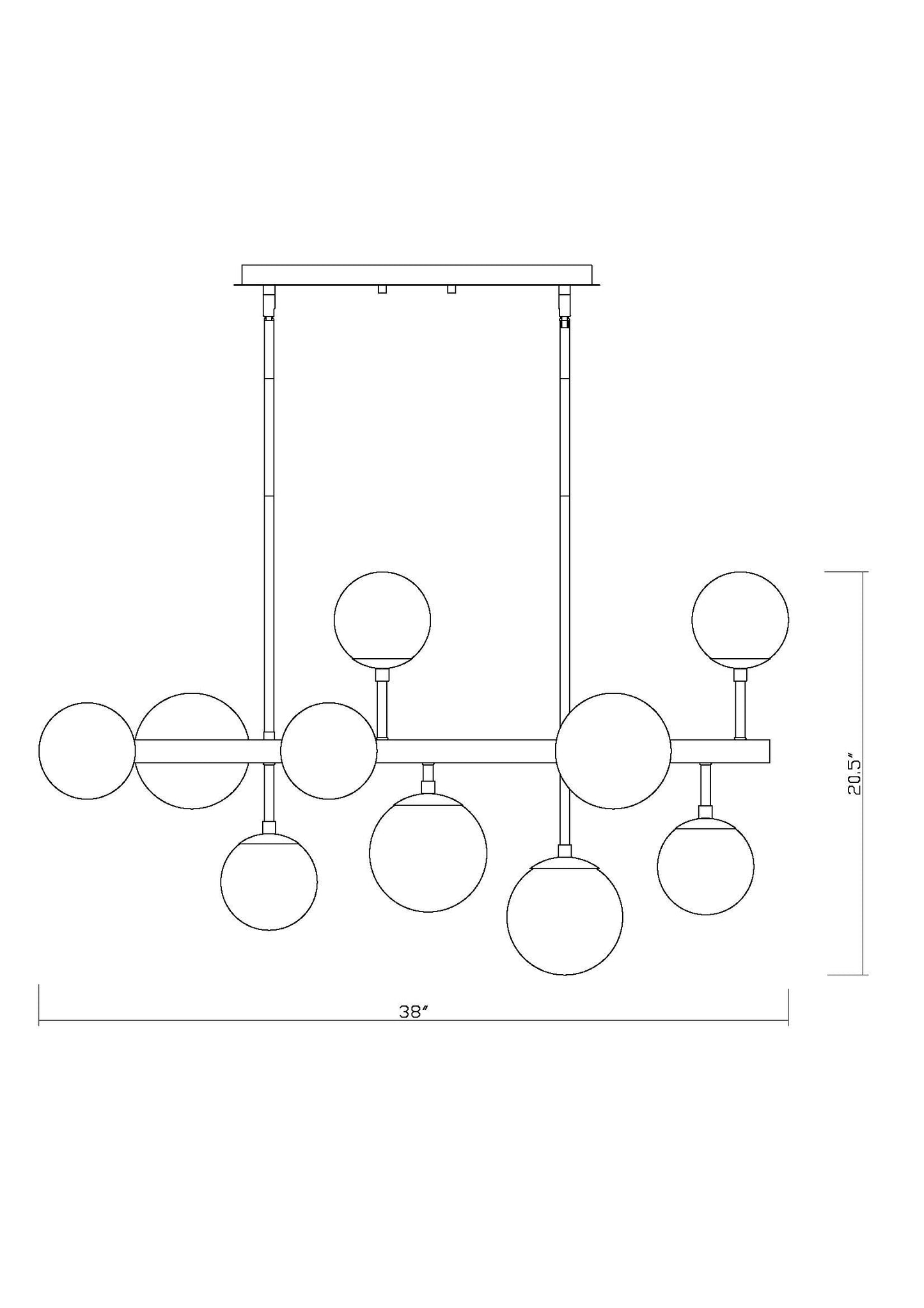 Midnetic 11 Light Linear Chandelier Matte Black