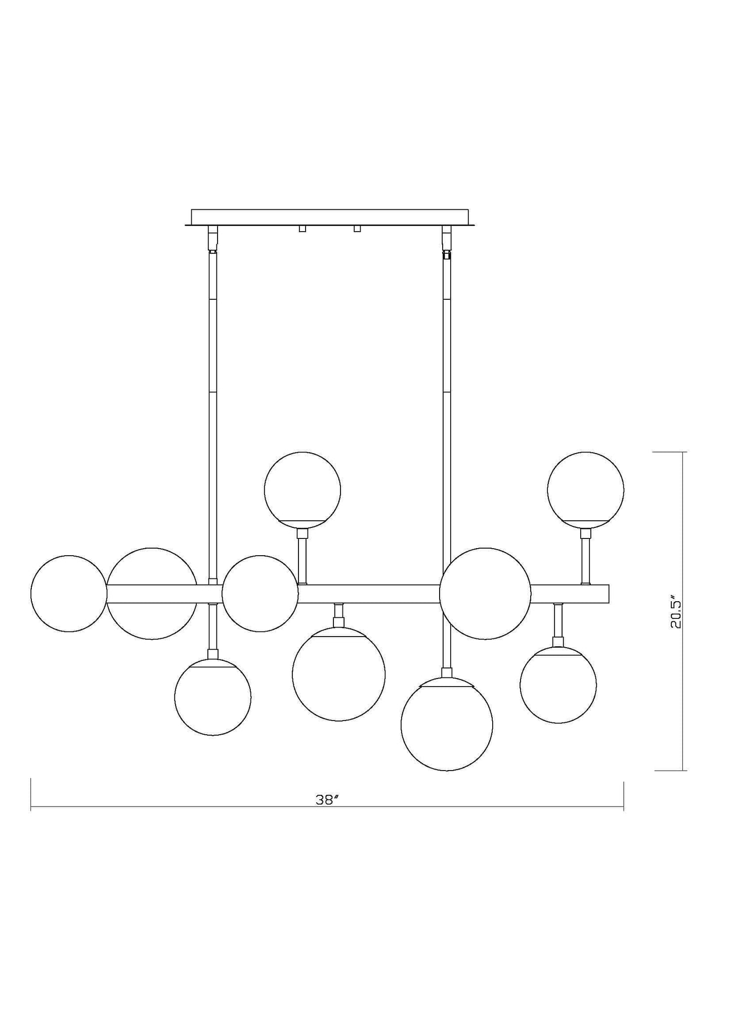 Midnetic 11 Light Linear Chandelier Matte Black