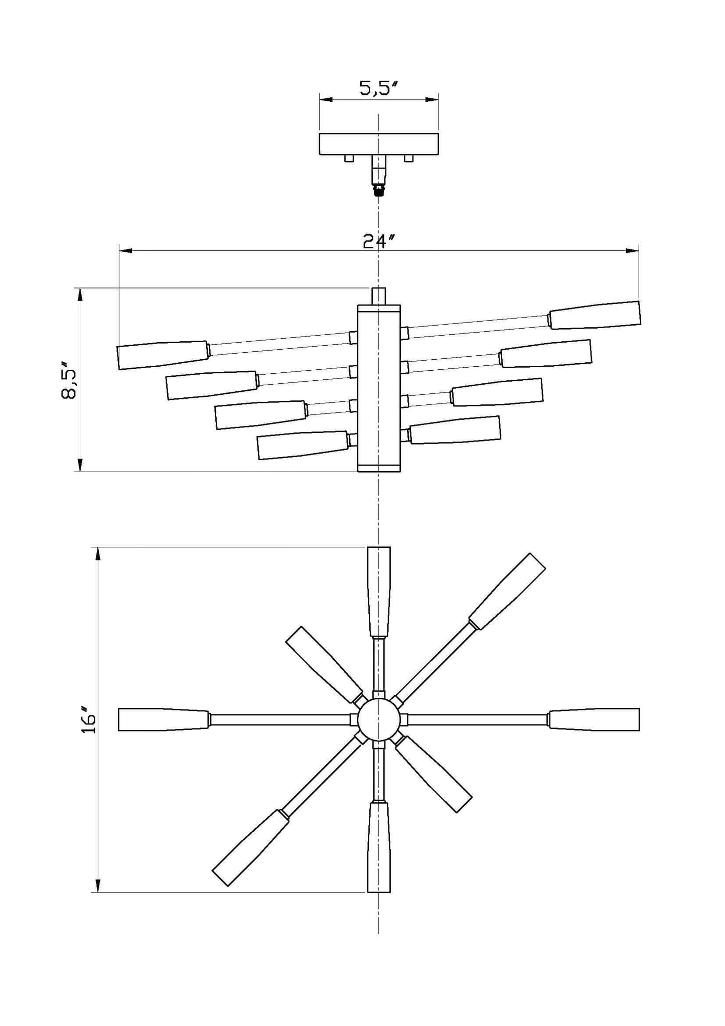 Ascension 8 Light Chandelier Matte Black