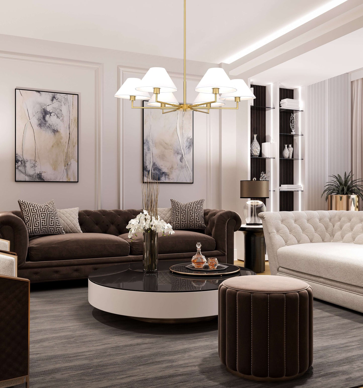 Leila 6 Light Chandelier Luxe Gold