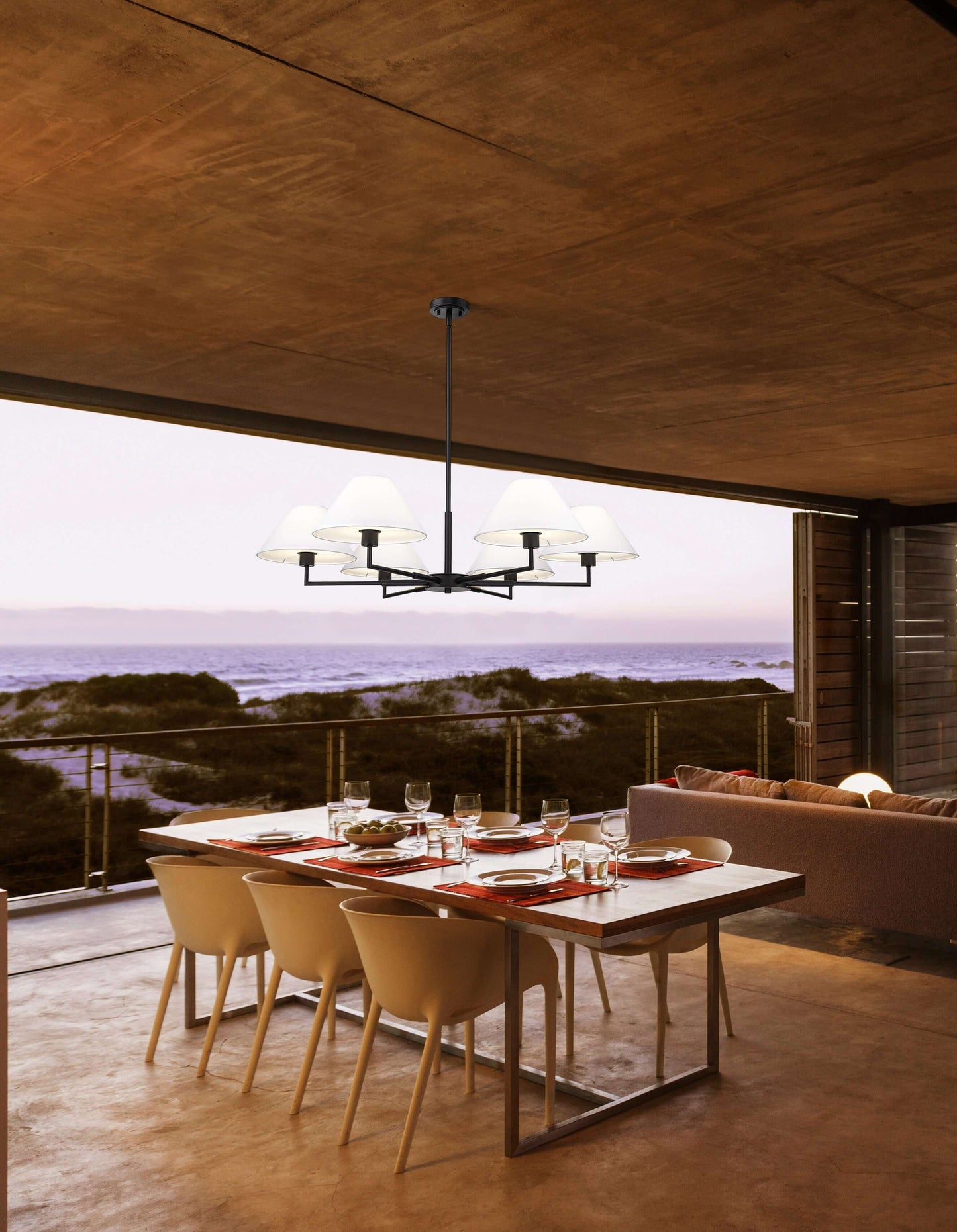 Leila 6 Light Chandelier Matte Black