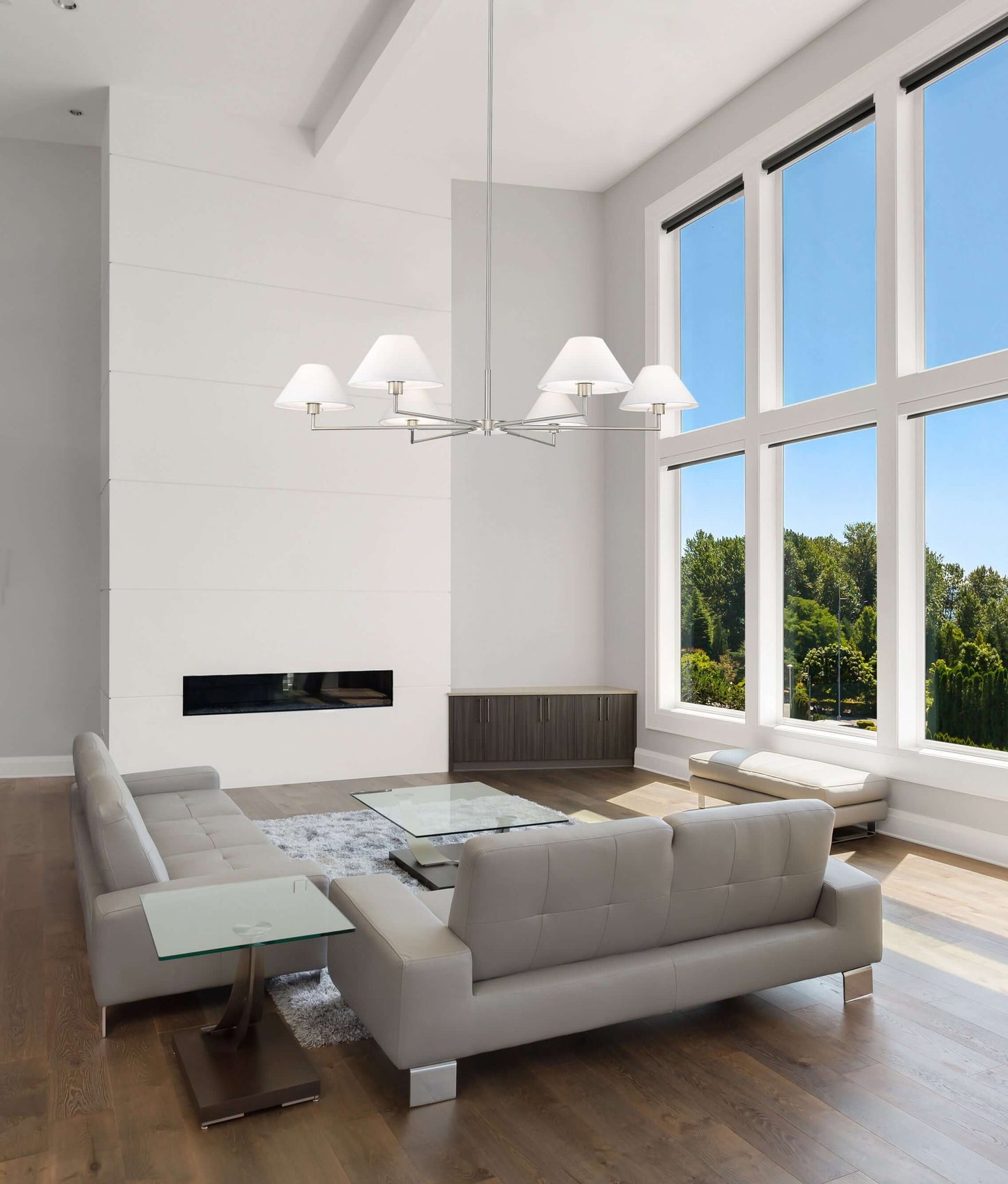 Leila 6 Light Chandelier Brushed Nickel