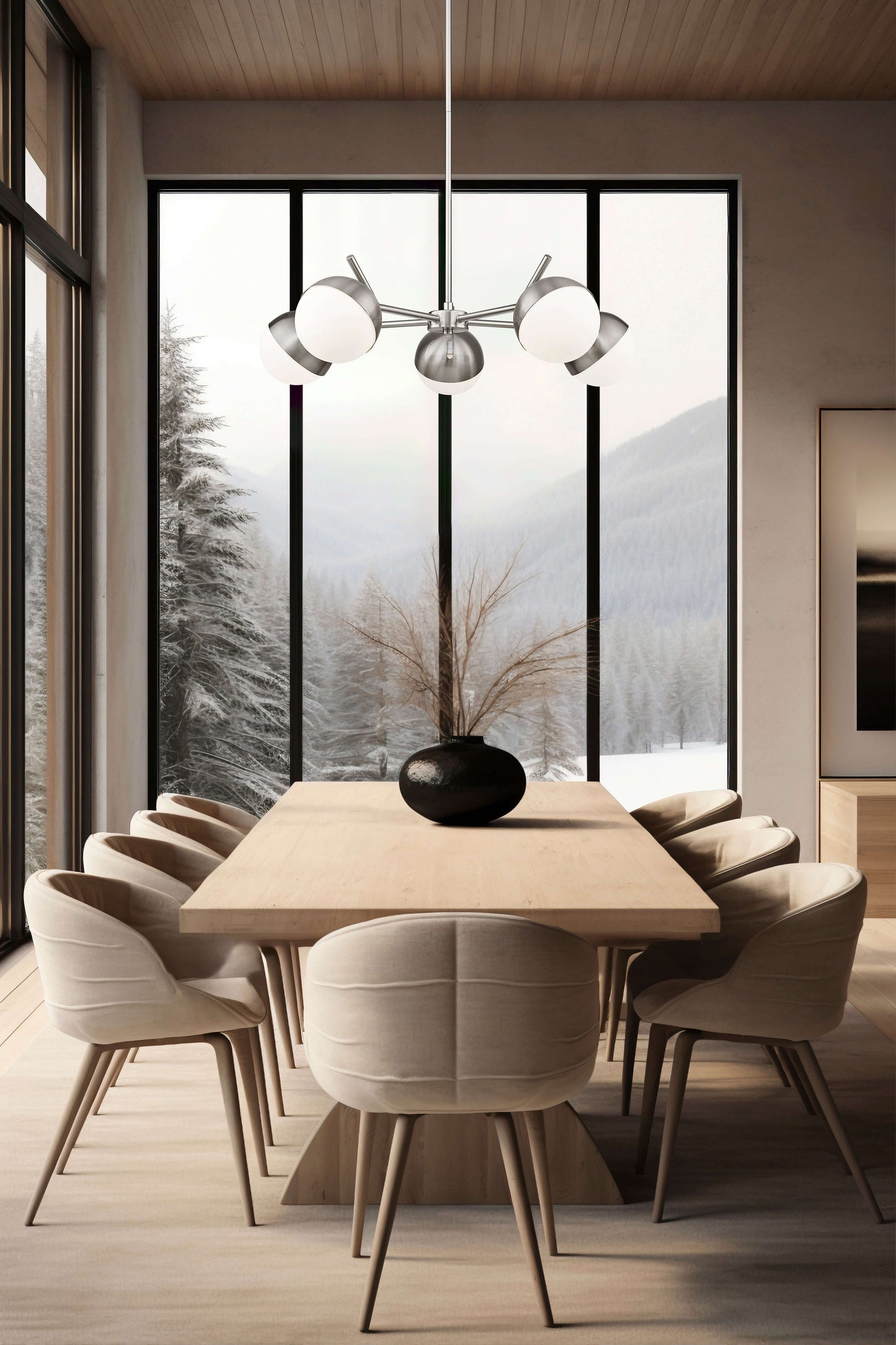 Realm Sphere 5 Light Chandelier Brushed Nickel