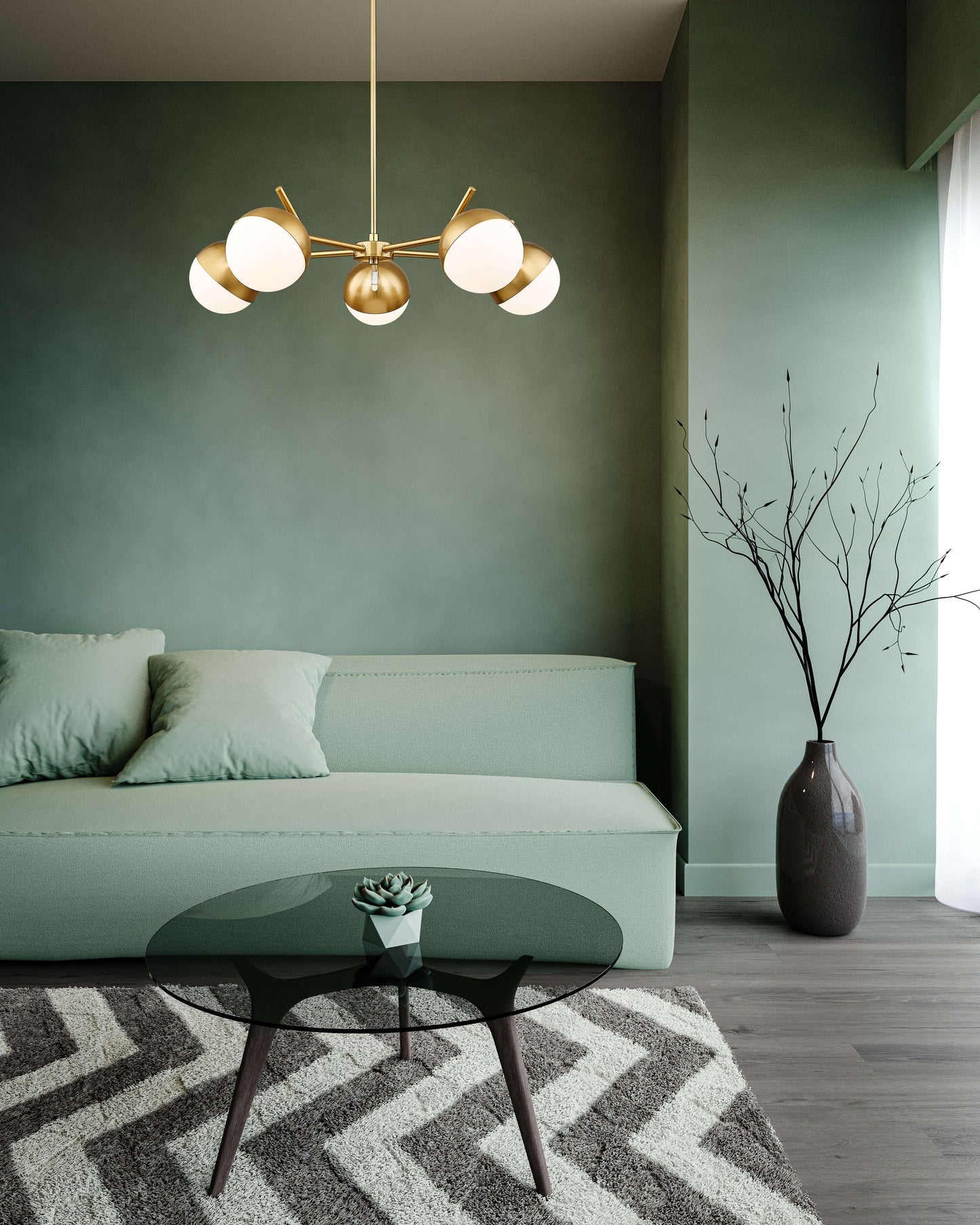Realm Sphere 5 Light Chandelier Modern Gold