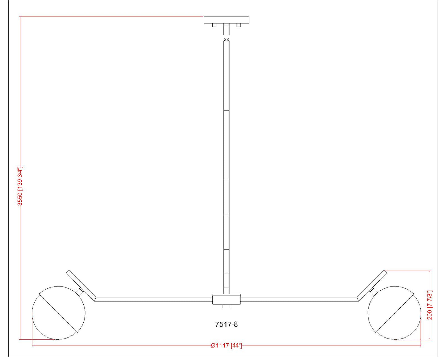 Realm Sphere 8 Light Chandelier Brushed Nickel