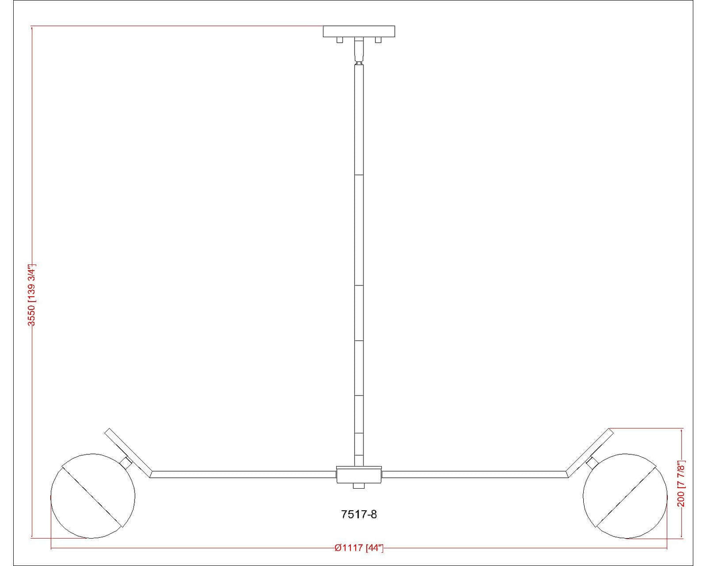 Realm Sphere 8 Light Chandelier Matte Black