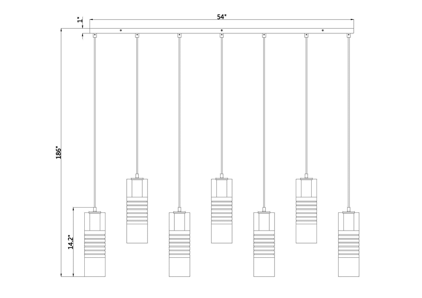 Alton 7 Light Linear Chandelier Brushed Nickel